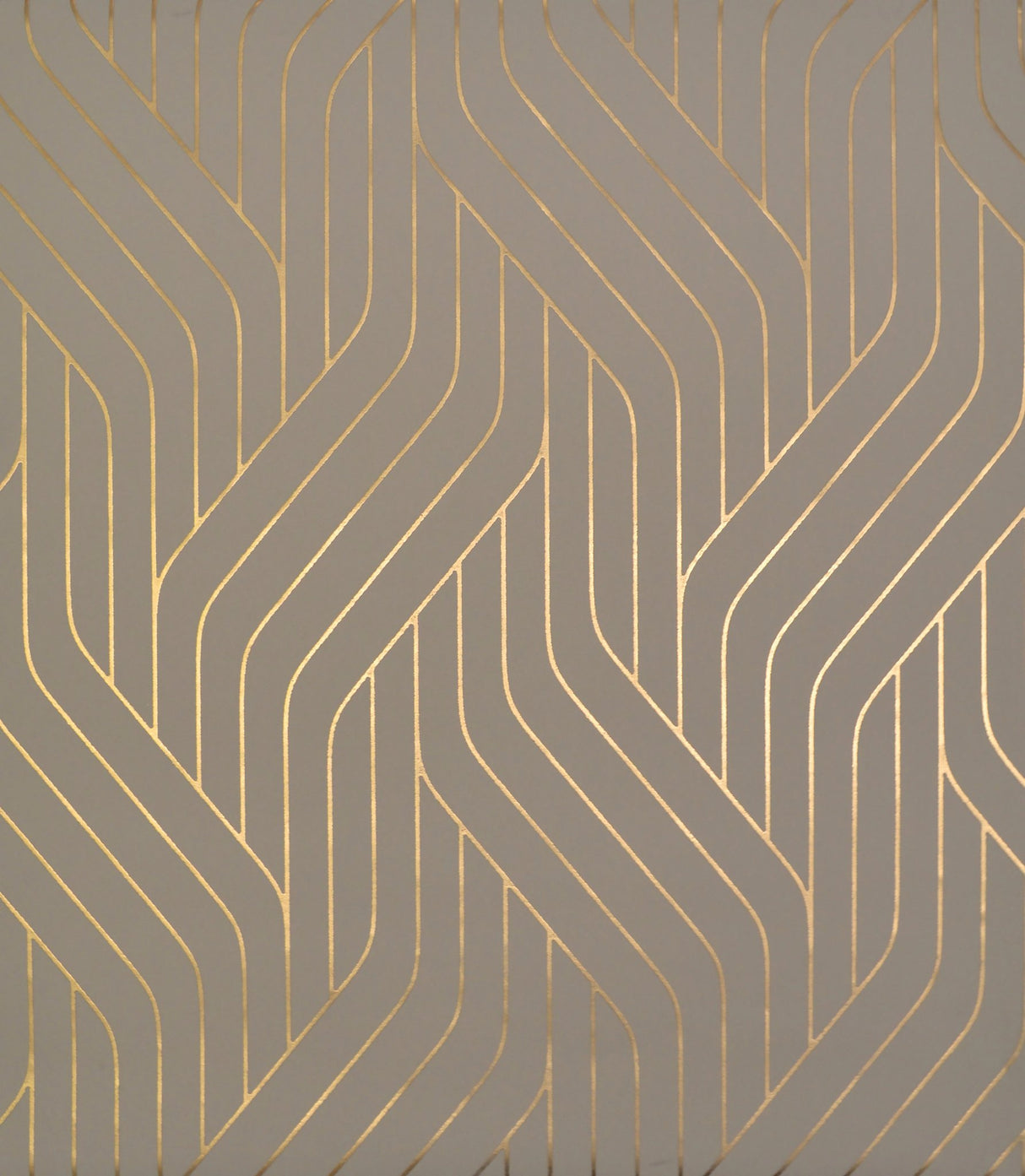 Ebb & Flow Khaki & Gold Wallpaper with Metallic Modern Striped Geometric - York NW3518