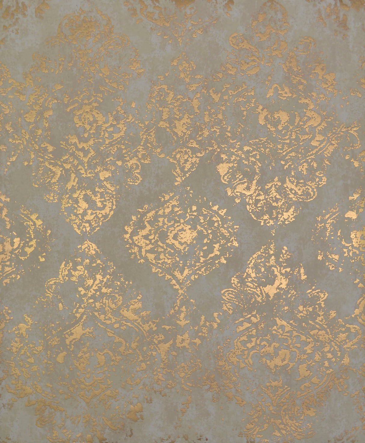 Stargazer Almond & Gold Damask Metallic Non Woven Wallpaper - York NW3566