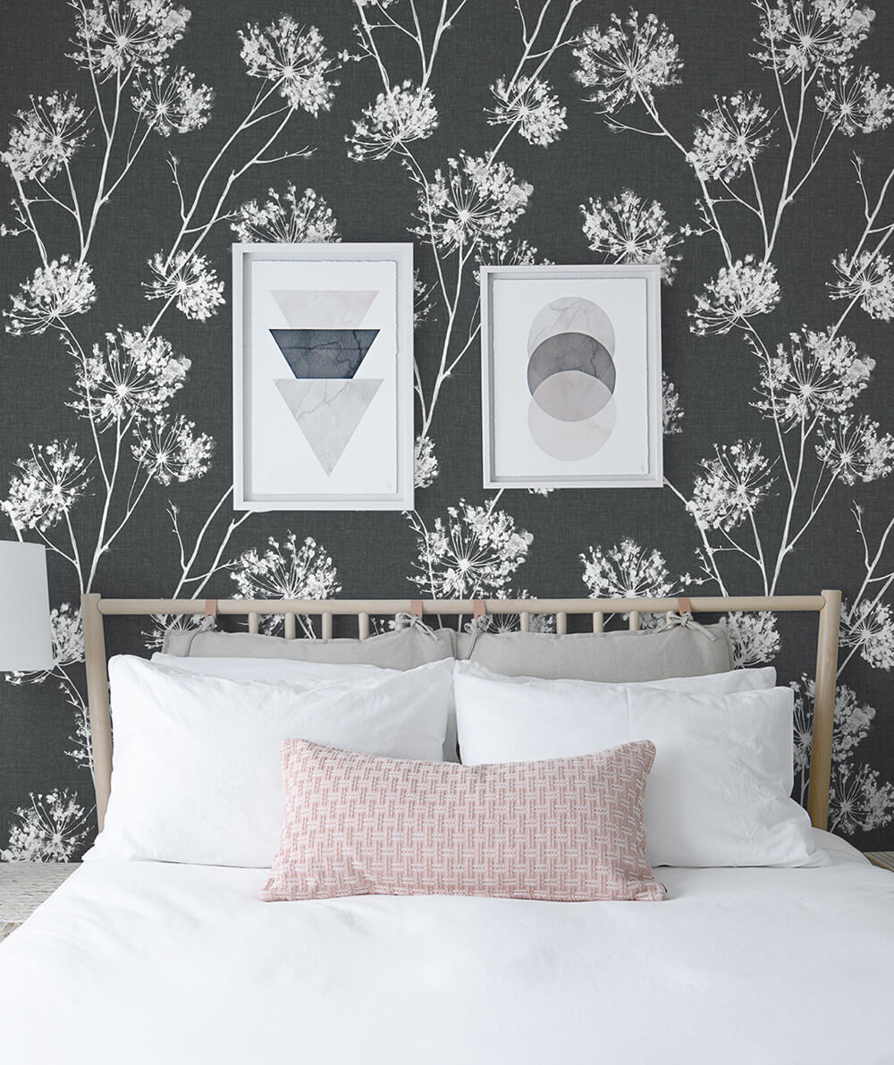 One O'Clocks Charcoal by NextWall Peel & Stick Botanical Wallpaper – NextWall NW36000