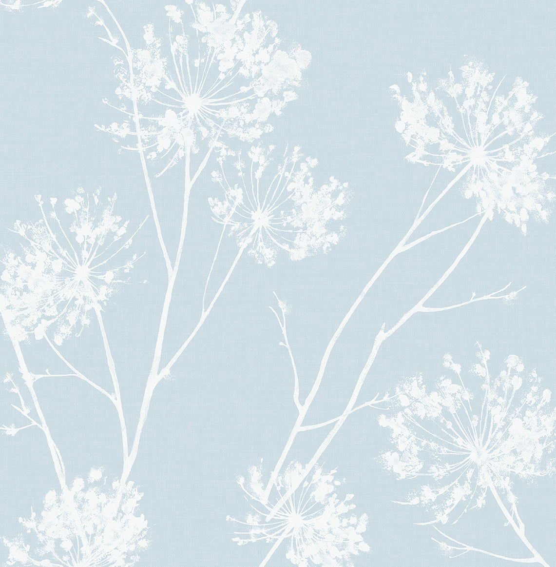Light blue botanical silhouette peel and stick wallpaper pattern