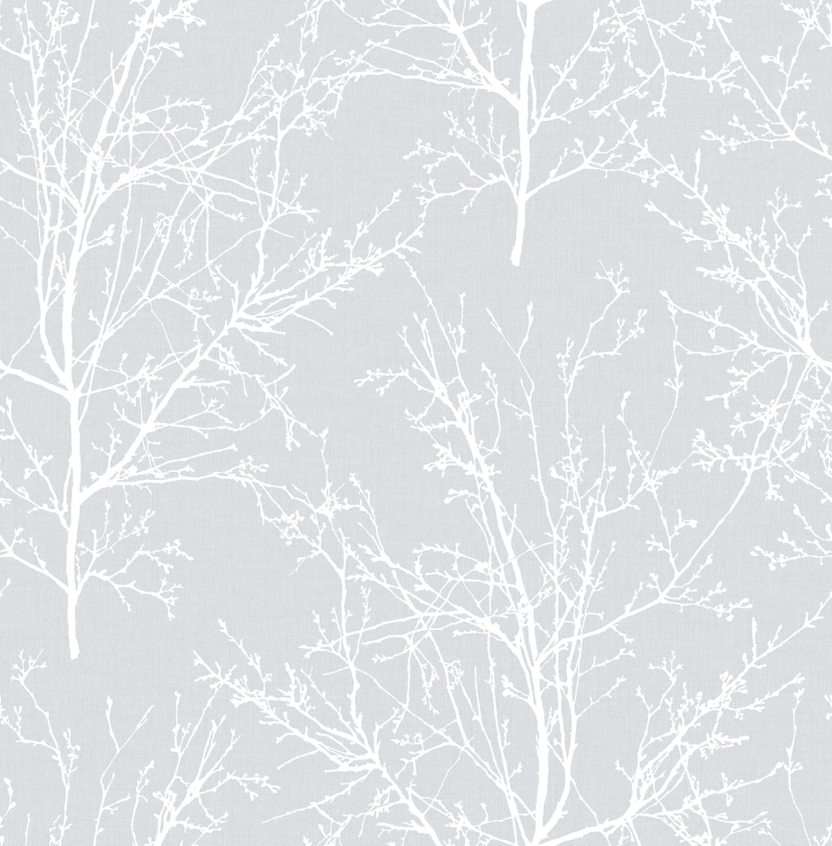 Tree Branches peel and stick wallpaper in Daydream Gray with white branch silhouettes