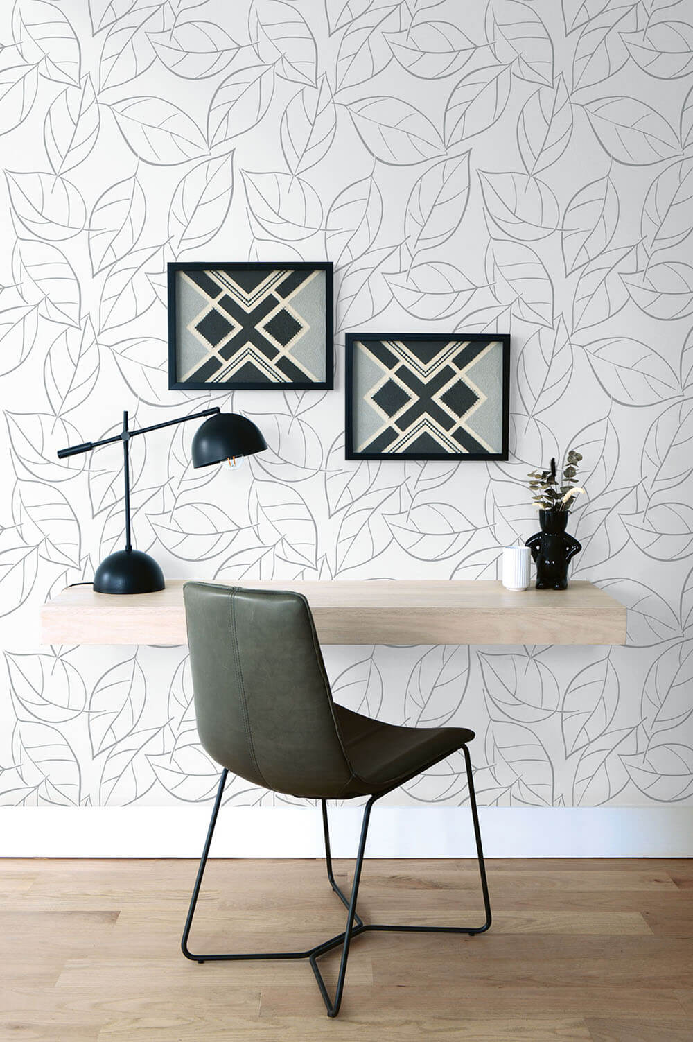 Tossed Leaves Daydream Gray by NextWall Peel & Stick Botanical Peel & Stick Wallpaper – NextWall NW36508