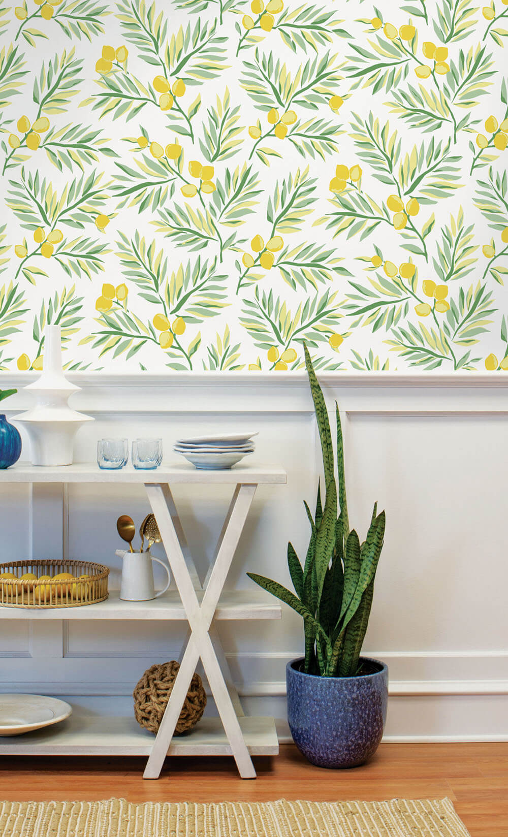Lemon Branch Lemon & Sage by NextWall Peel & Stick Botanical Peel & Stick Wallpaper – NextWall NW36703