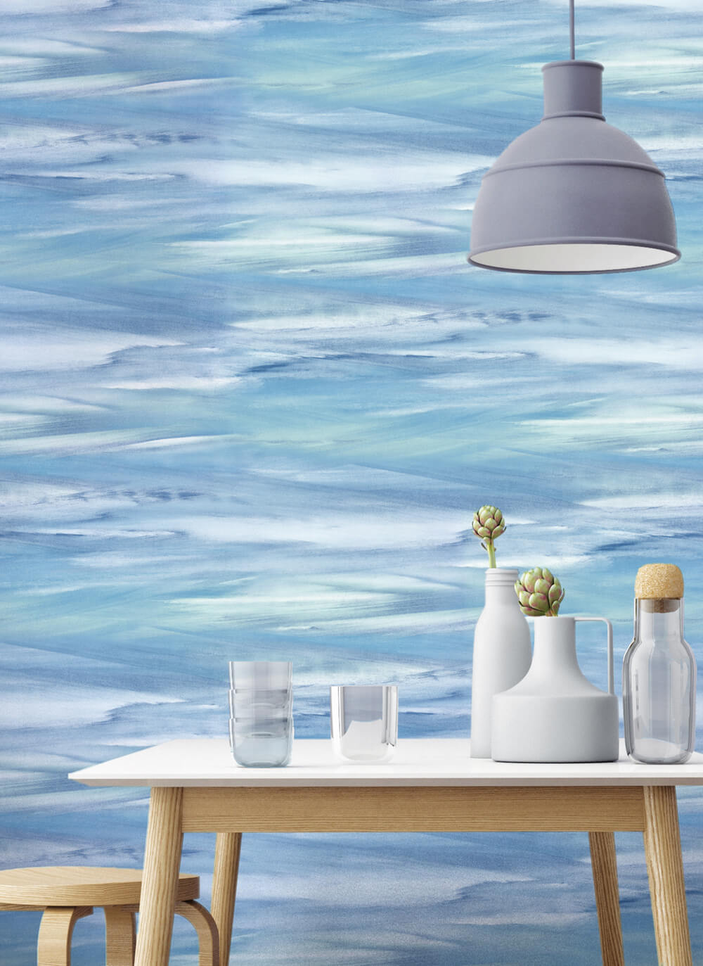 Sirius Brushstroke Lakeside & Mint by NextWall Peel & Stick Abstract Brushstroke Wallpaper – NextWall NW36902