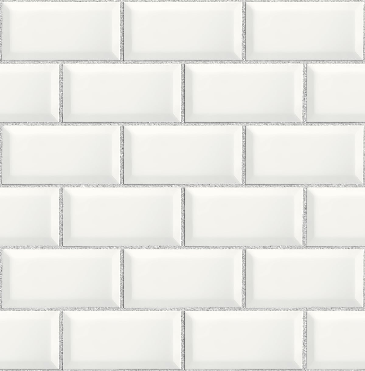 Large Subway Tile peel and stick wallpaper in alabaster white with grey grout lines