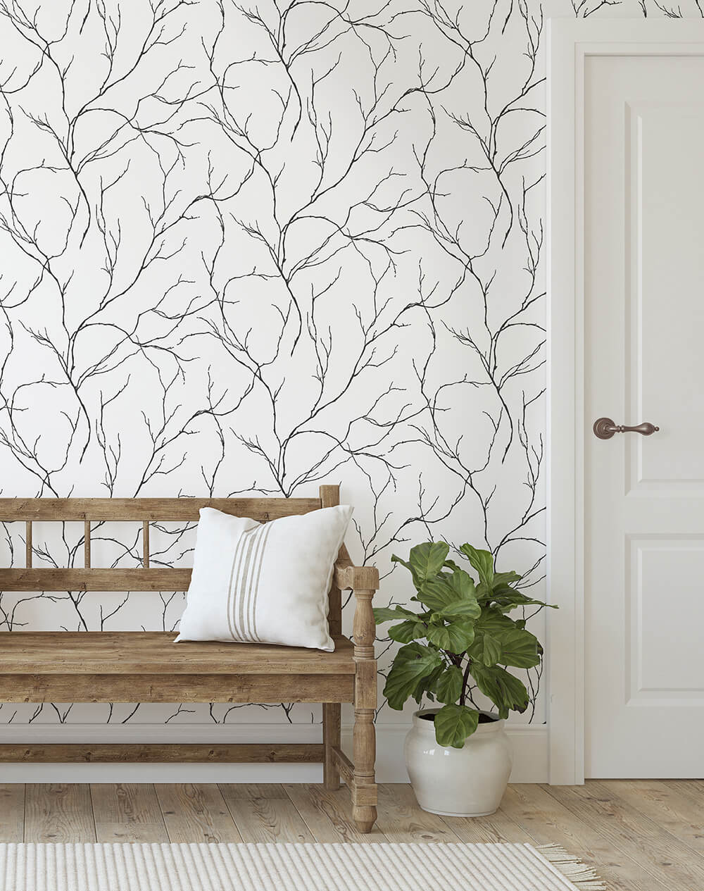 Delicate Branches Ebony by NextWall Peel & Stick Botanical Peel & Stick Wallpaper – NextWall NW39000