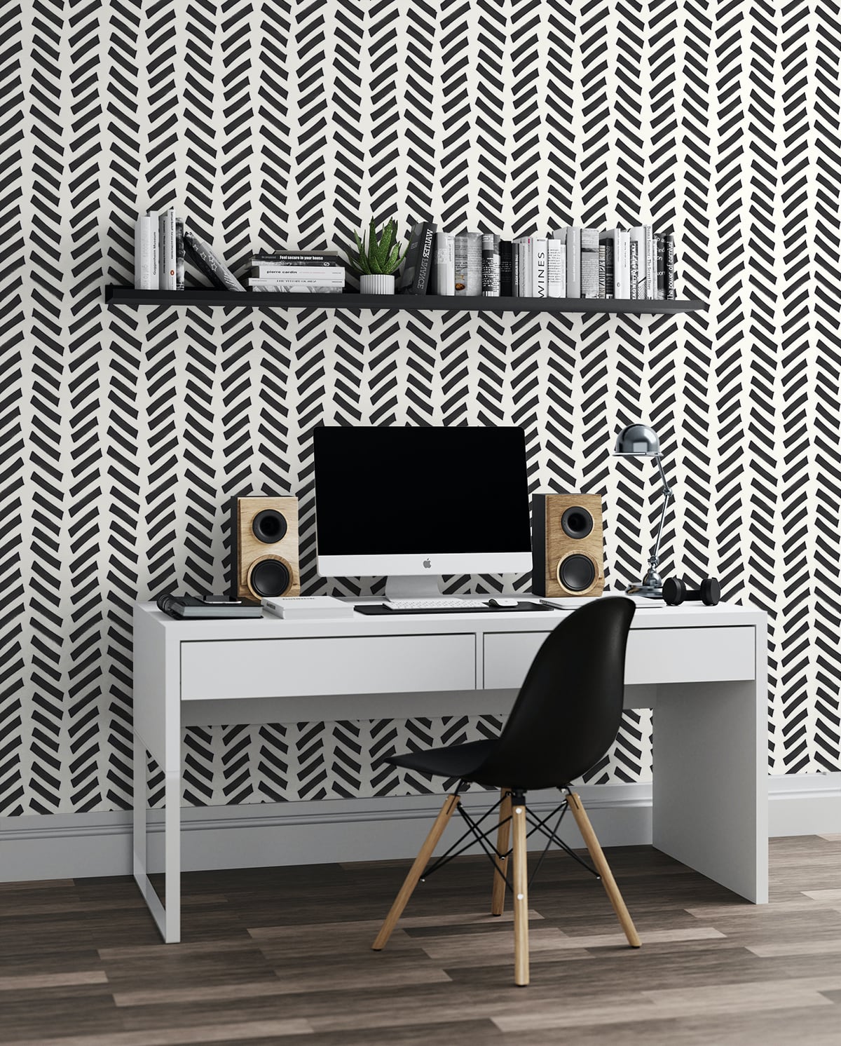 Mod Chevron Black by NextWall Peel & Stick Peel & Stick Chevron Wallpaper- NextWall NW39700