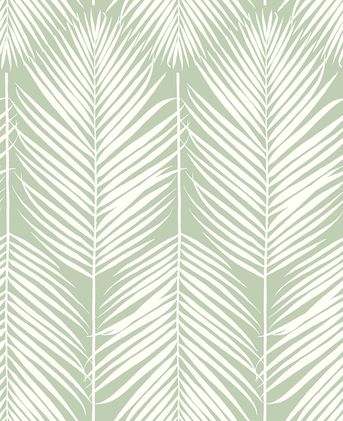 Pastel green palm frond silhouette peel and stick wallpaper pattern