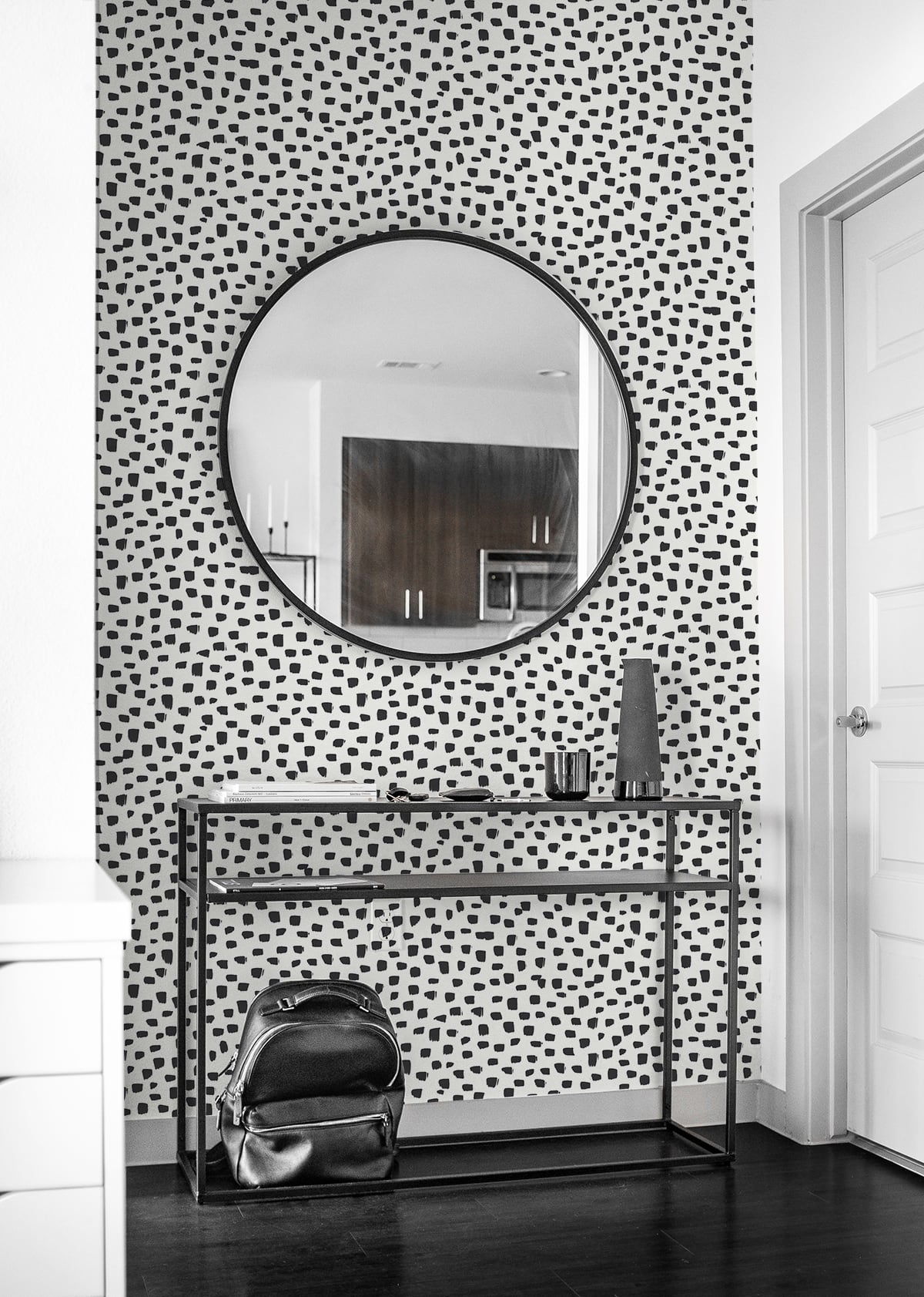 Speckled Dot Black & White by NextWall Peel & Stick Peel & Stick Polka Dot Wallpaper – NextWall NW40100