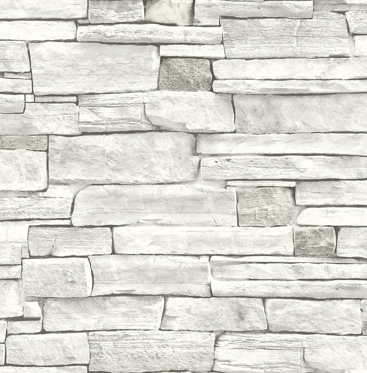 Arctic grey stacked stone peel and stick vinyl wallpaper pattern