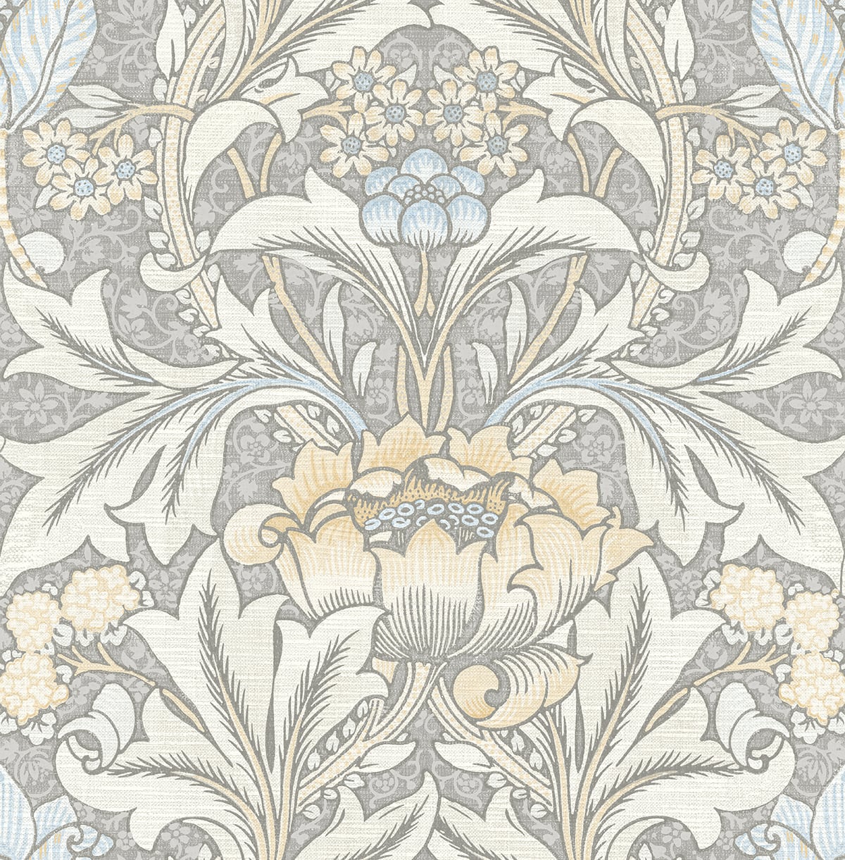Acanthus Floral Daydream Grey & Pearl Blue by NextWall Peel & Stick Vintage Floral Peel & Stick Wallpaper – NextWall NW41508 -Sample