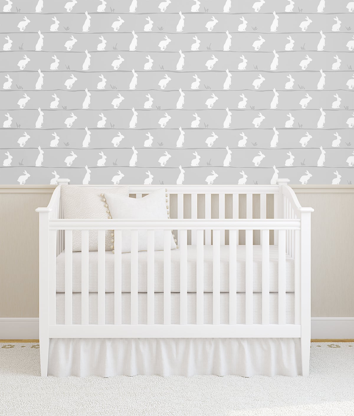 Bunny Trail Daydream Grey by NextWall Peel & Stick Bunny Silhouette Peel & Stick Wallpaper – NextWall NW41708