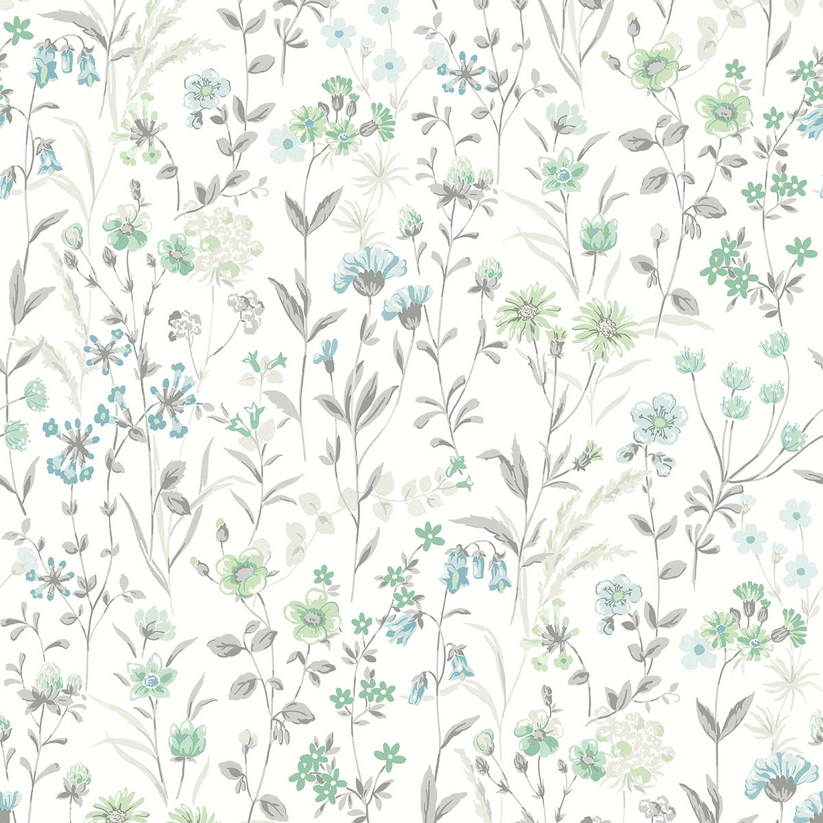 Wildflowers Dew Drop & Spring Green by NextWall Peel & Stick Floral Peel & Stick Wallpaper – NextWall NW41924-Sample