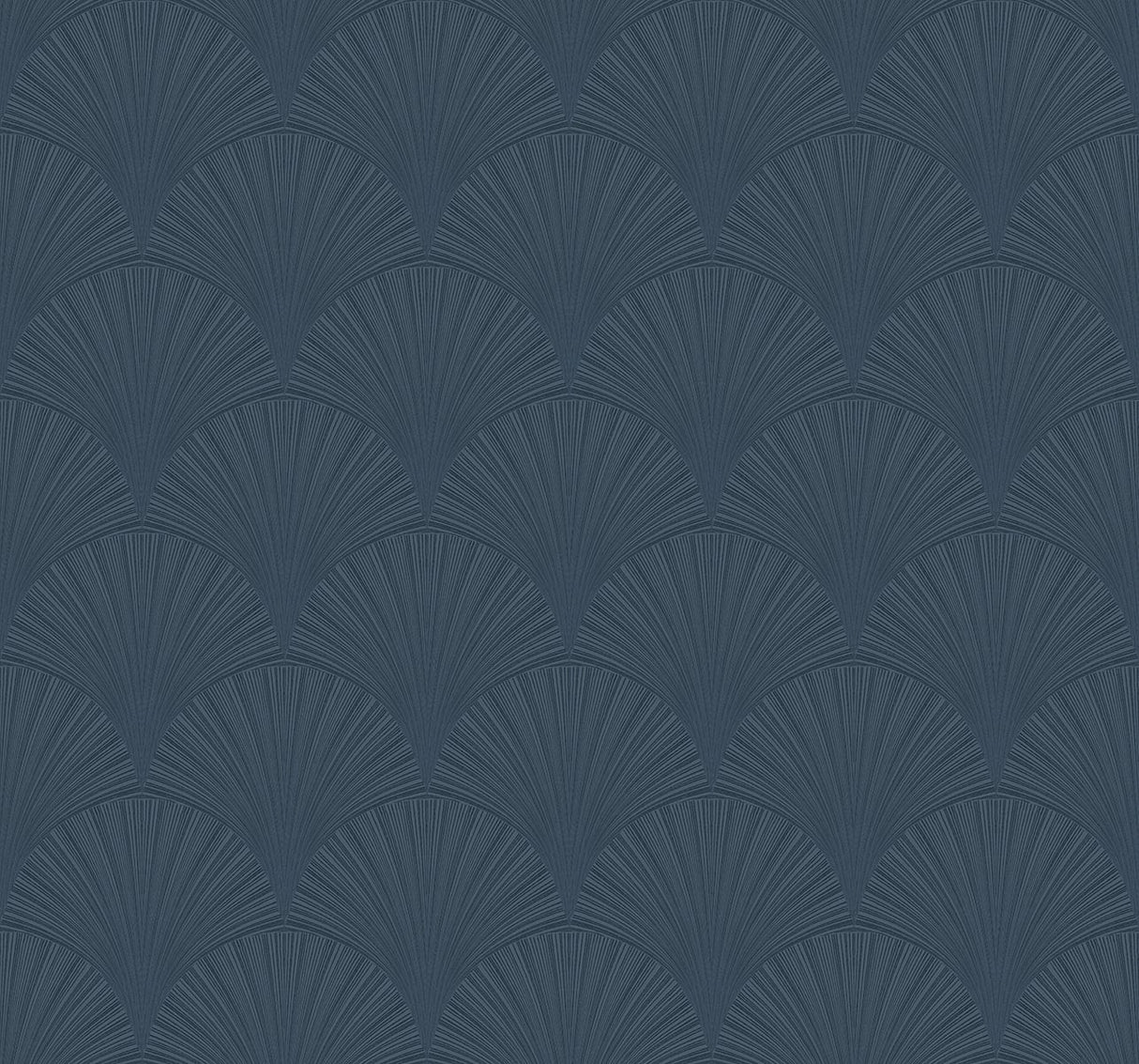 Arches denim blue art deco fan geometric peel and stick wallpaper