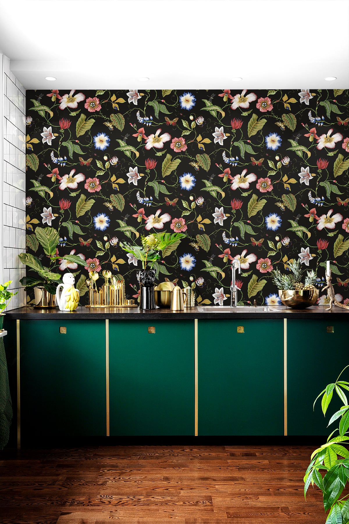 Summer Garden Floral Jet Black by NextWall Peel & Stick Floral Peel & Stick Wallpaper – NextWall NW43000