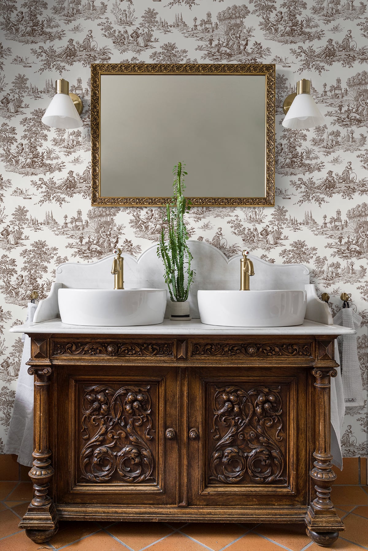 Chateau Toile Sable Brown by NextWall Peel & Stick Toile Peel & Stick Wallpaper – NextWall NW43307