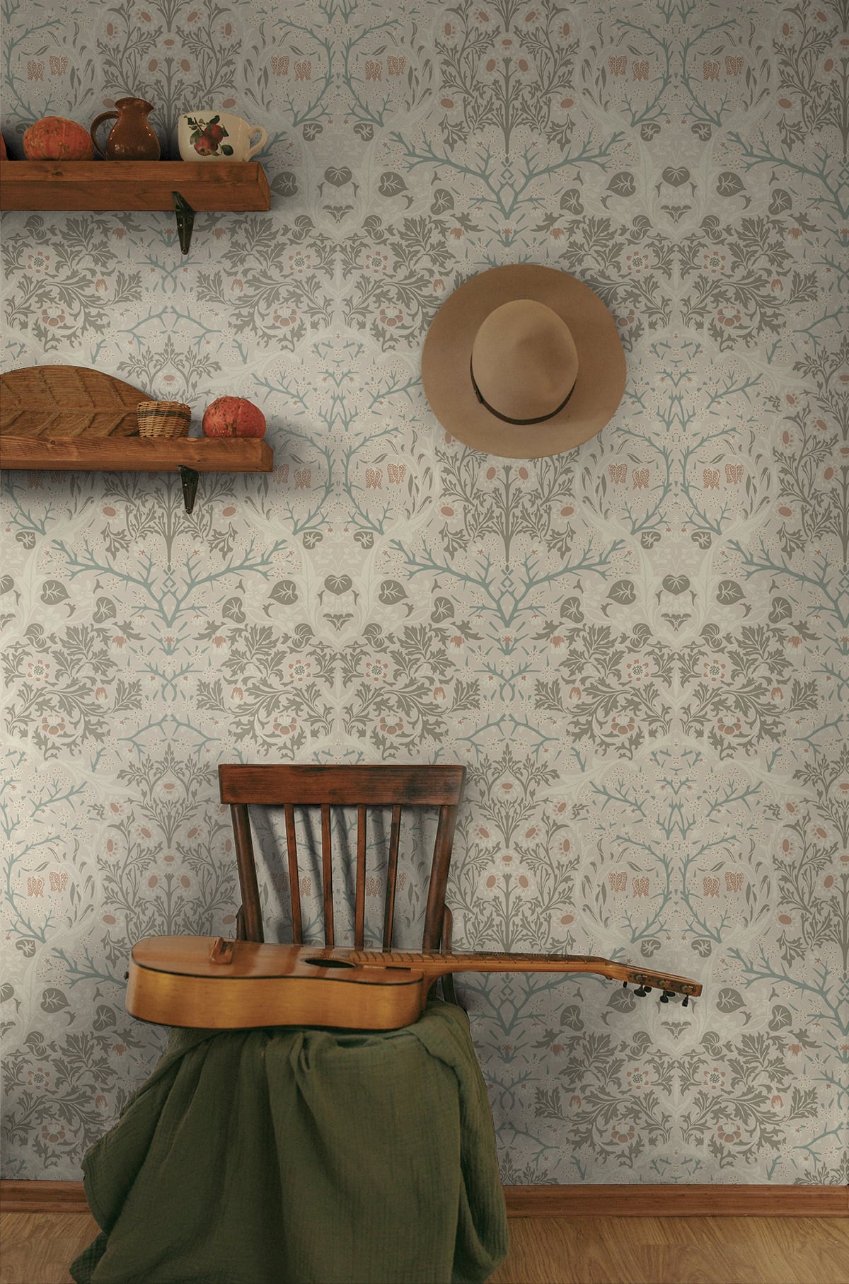 Victorian Garden Lunar Rock & Clay by NextWall Peel & Stick Vintage Floral Peel & Stick Wallpaper – NextWall NW44506