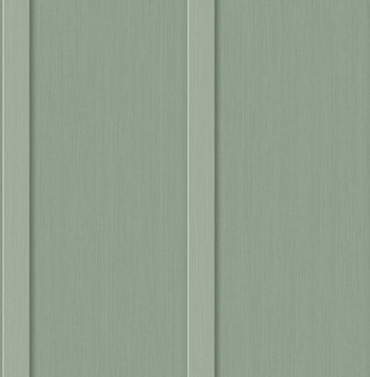 Sage green faux board and batten peel and stick wallpaper pattern