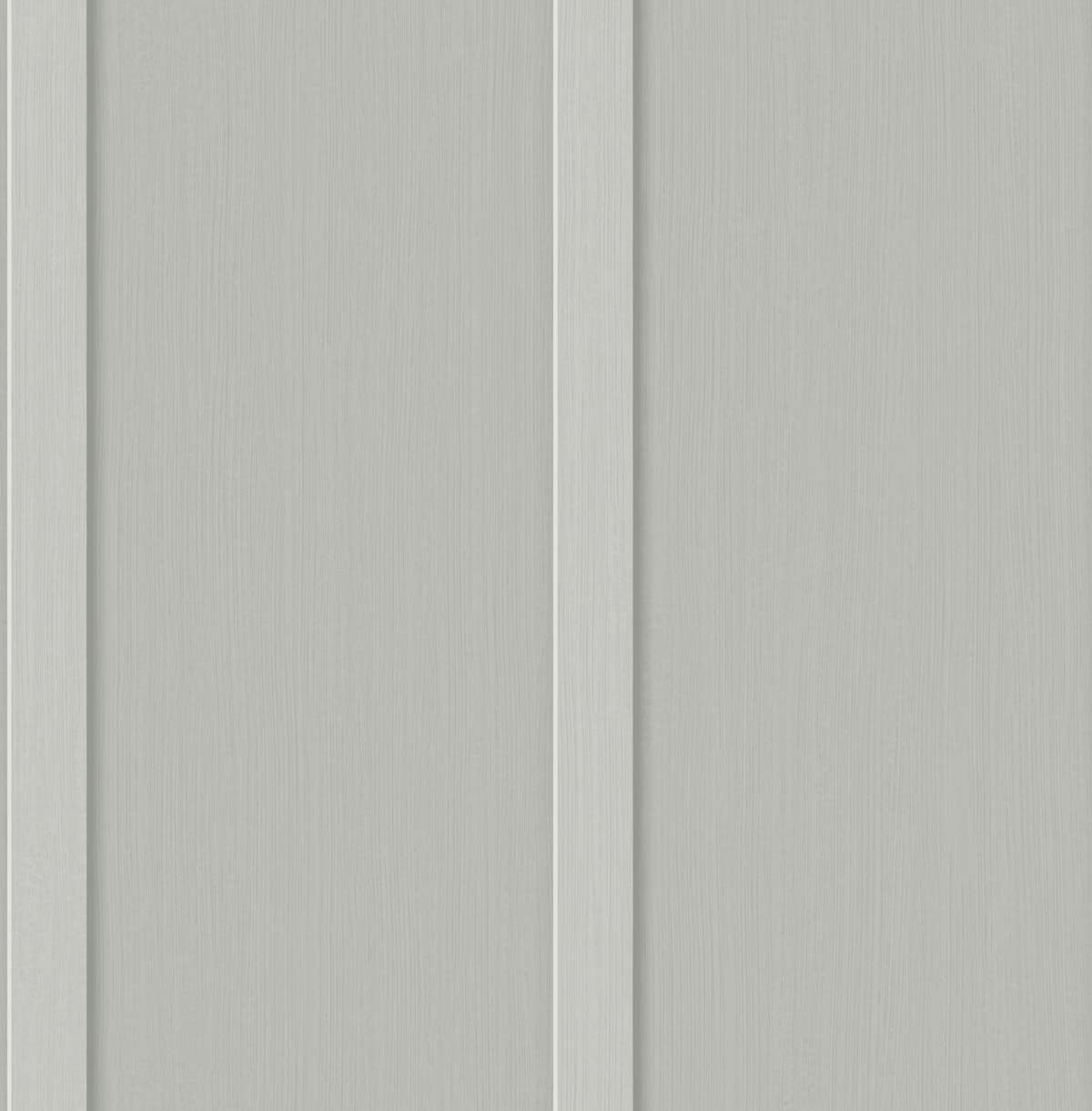 Harbor grey faux board and batten peel and stick wallpaper, vertical paneling look (close-up).