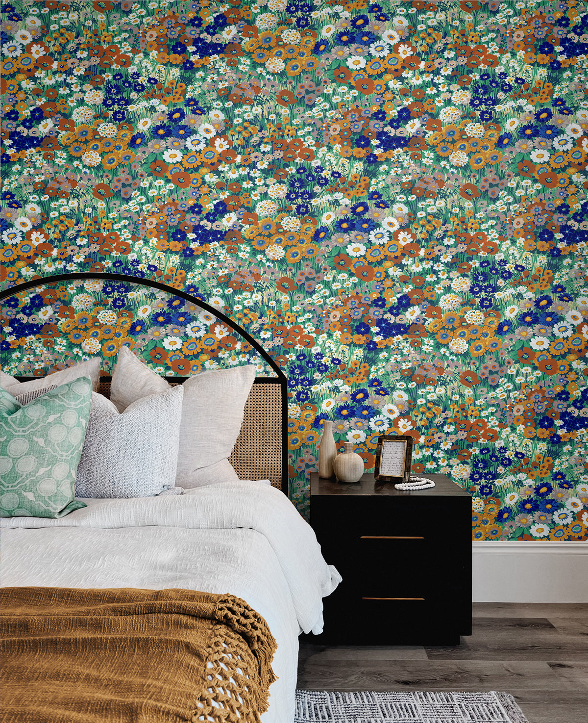 Floral Meadow Summer Glades & Terra Cotta by NextWall Peel & Stick Floral Meadow Peel & Stick Wallpaper – NextWall NW46106