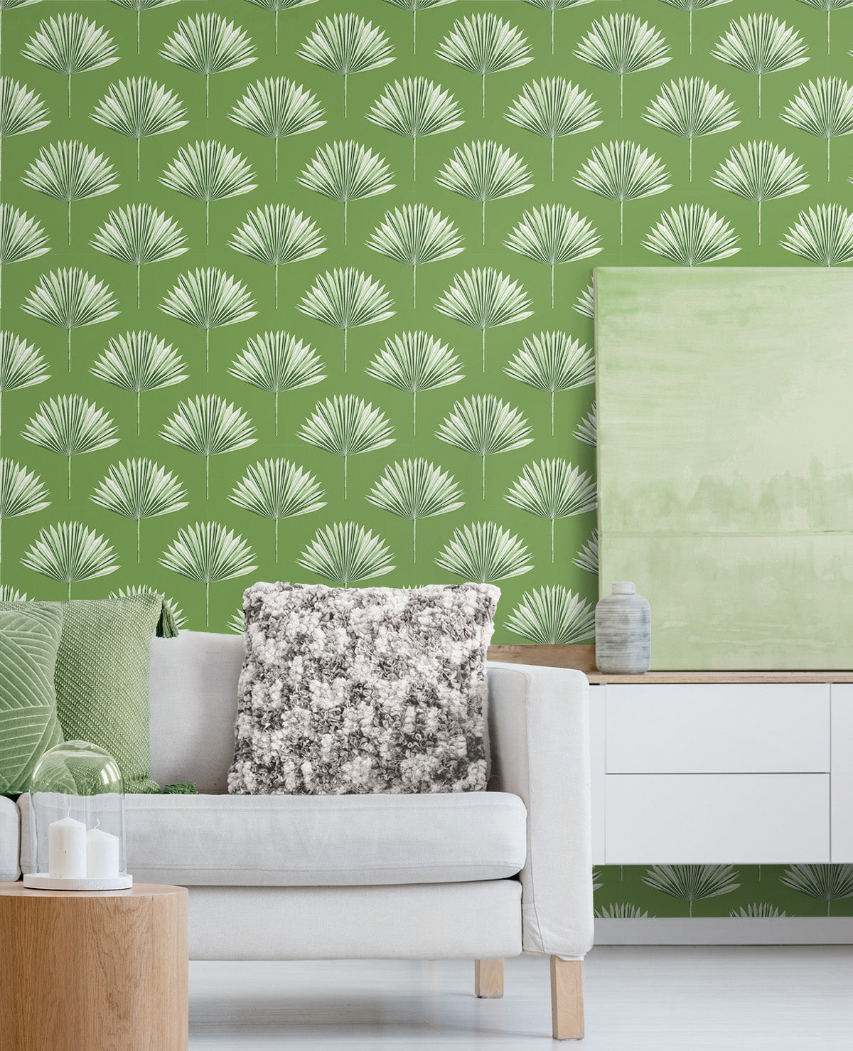 Tropical Fan Palm Green Sprout by NextWall Peel & Stick Botanical Wallpaper – NextWall NW46504