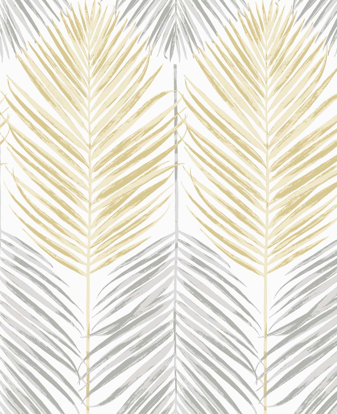 Two Toned Palm peel and stick wallpaper in wheat and daydream grey palm fronds