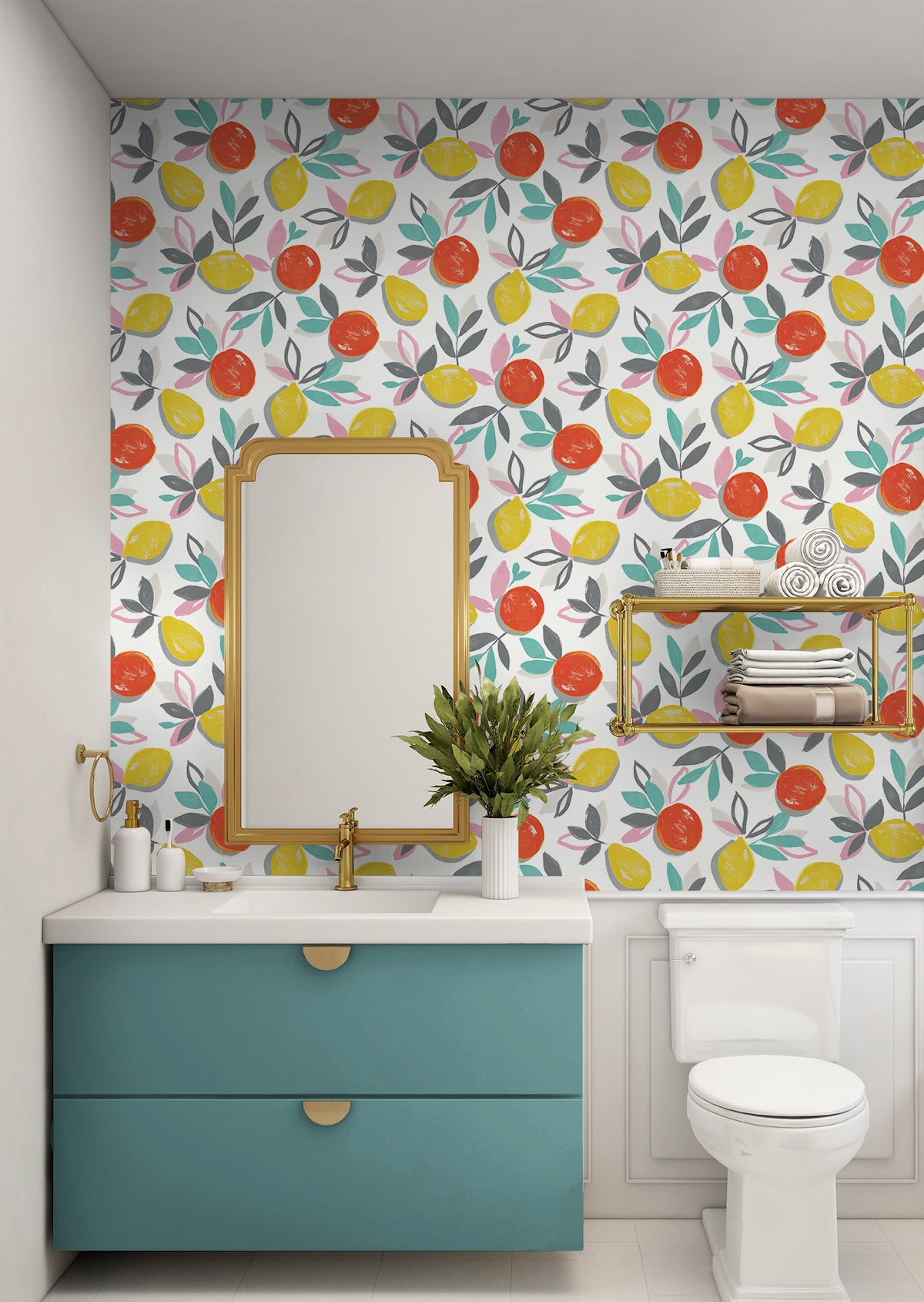 Fruit Toss Tropic Sunset by NextWall Peel & Stick Fruit Botanical Wallpaper – NextWall NW49301