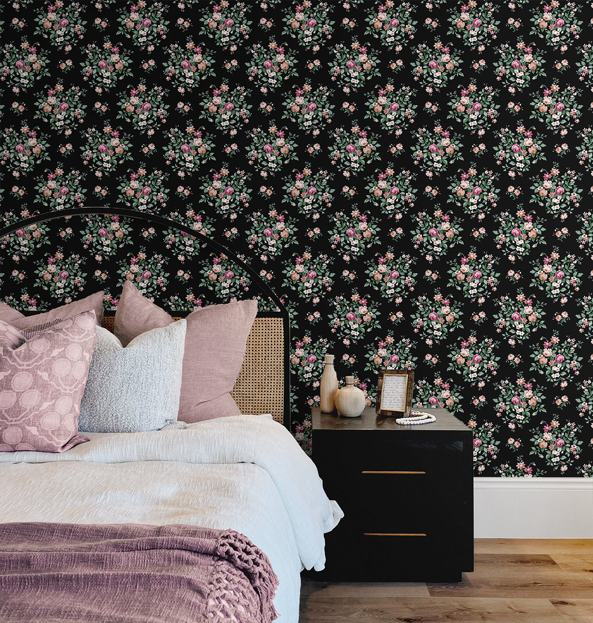 Floral Bunches Ebony by NextWall Peel & Stick Floral Wallpaper – NextWall NW50500