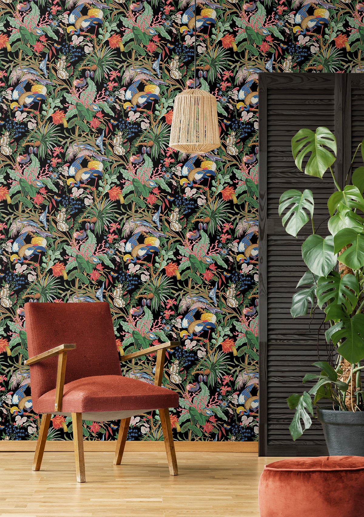 Tropical Canopy Ebony by NextWall Botanical Peel & Stick Wallpaper – NextWall NW52800