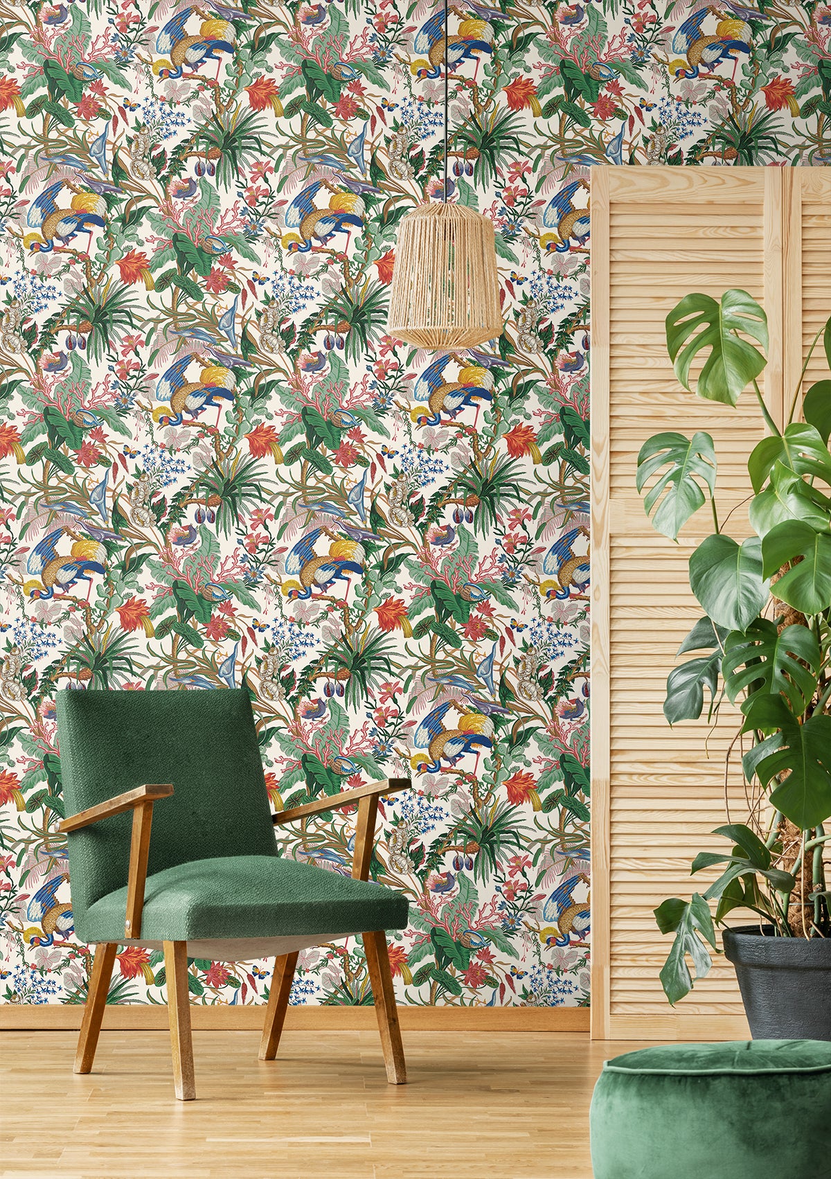 Tropical Canopy Sea Salt by NextWall Peel & Stick Botanical Peel & Stick Wallpaper – NextWall NW52810