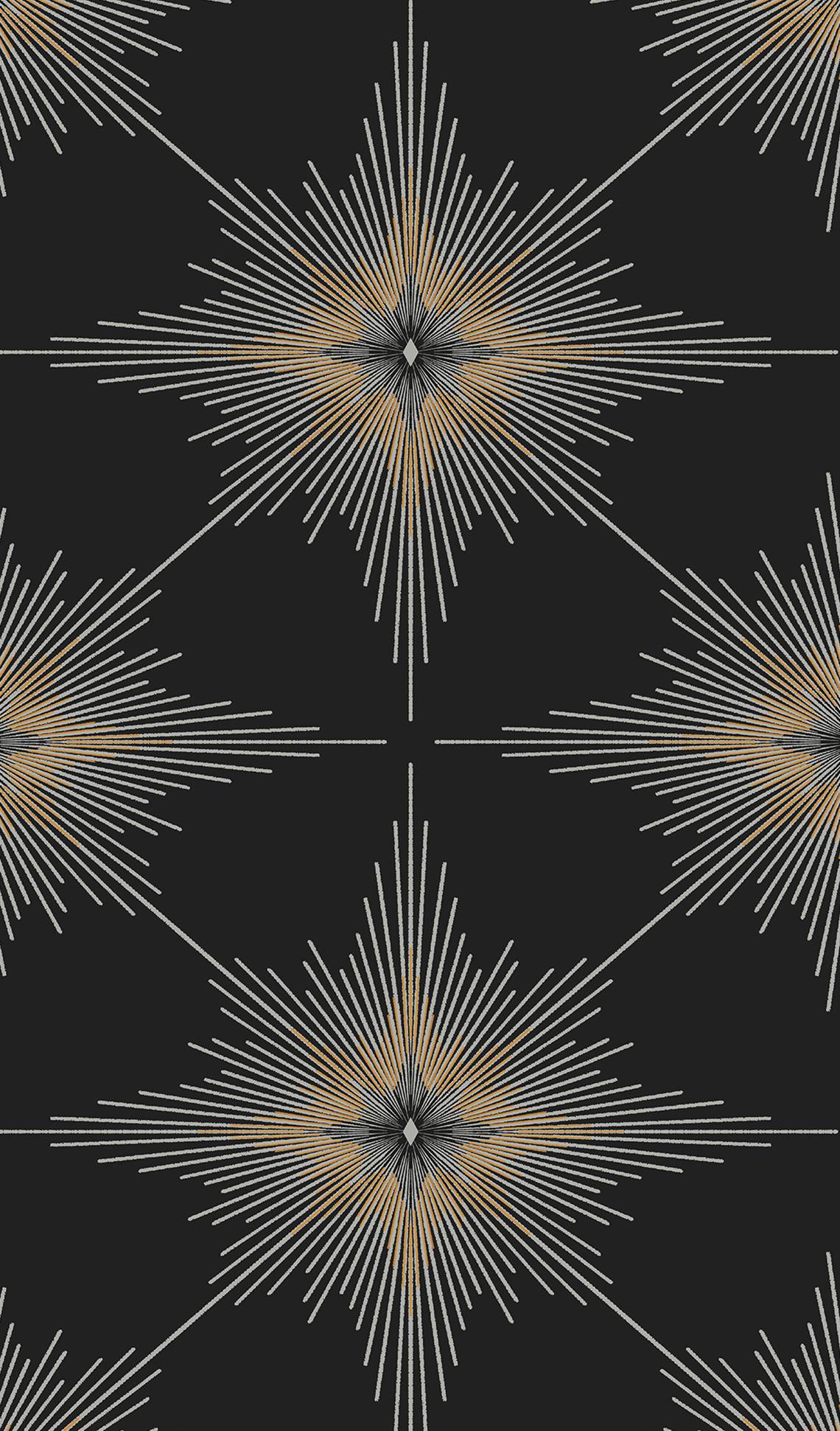 Stellar Geo peel and stick wallpaper in ebony black with metallic-look starburst geometric pattern