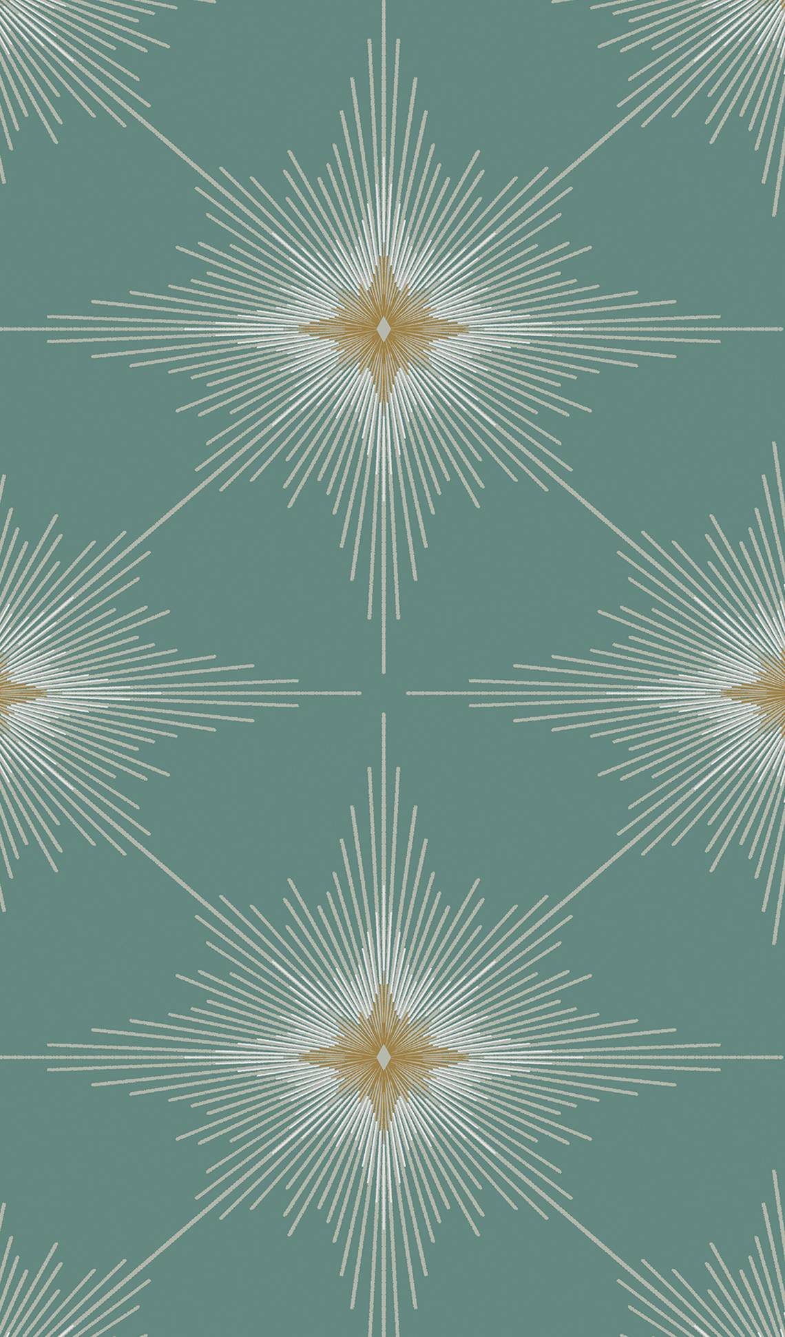 Stellar Geo peel and stick wallpaper in Seabreeze teal with radiating starburst geometric motifs