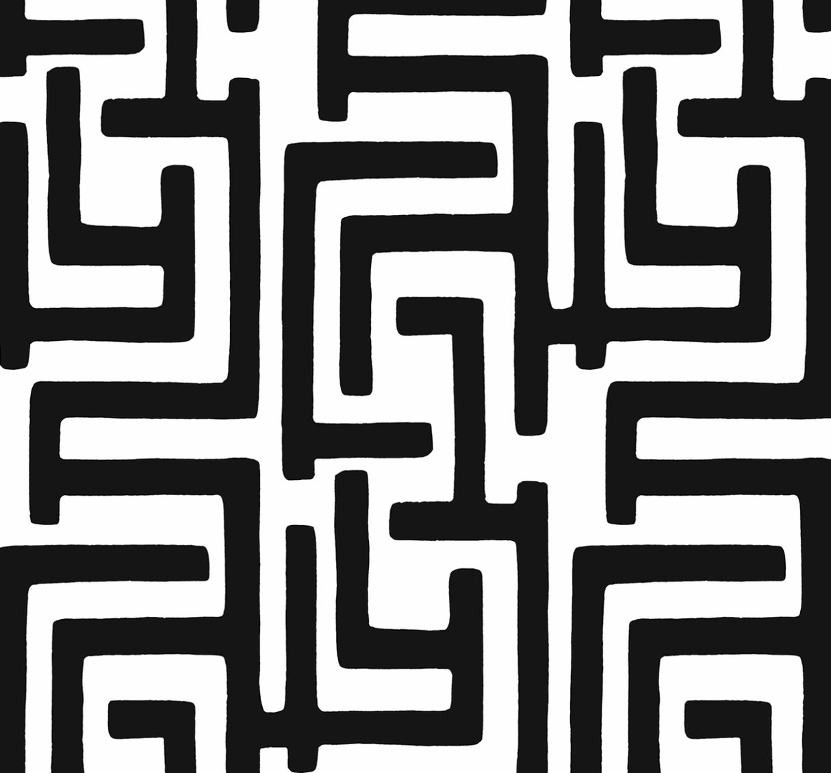 Graphic Maze black and white geometric maze peel and stick wallpaper