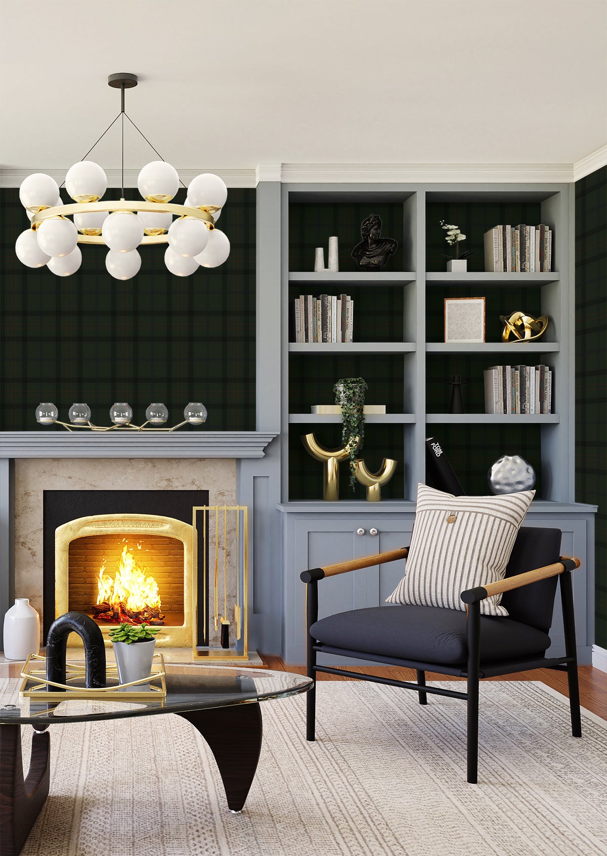 Tailor Plaid Greenery by NextWall Peel & Stick Plaid Peel & Stick Wallpaper – NextWall NW54304