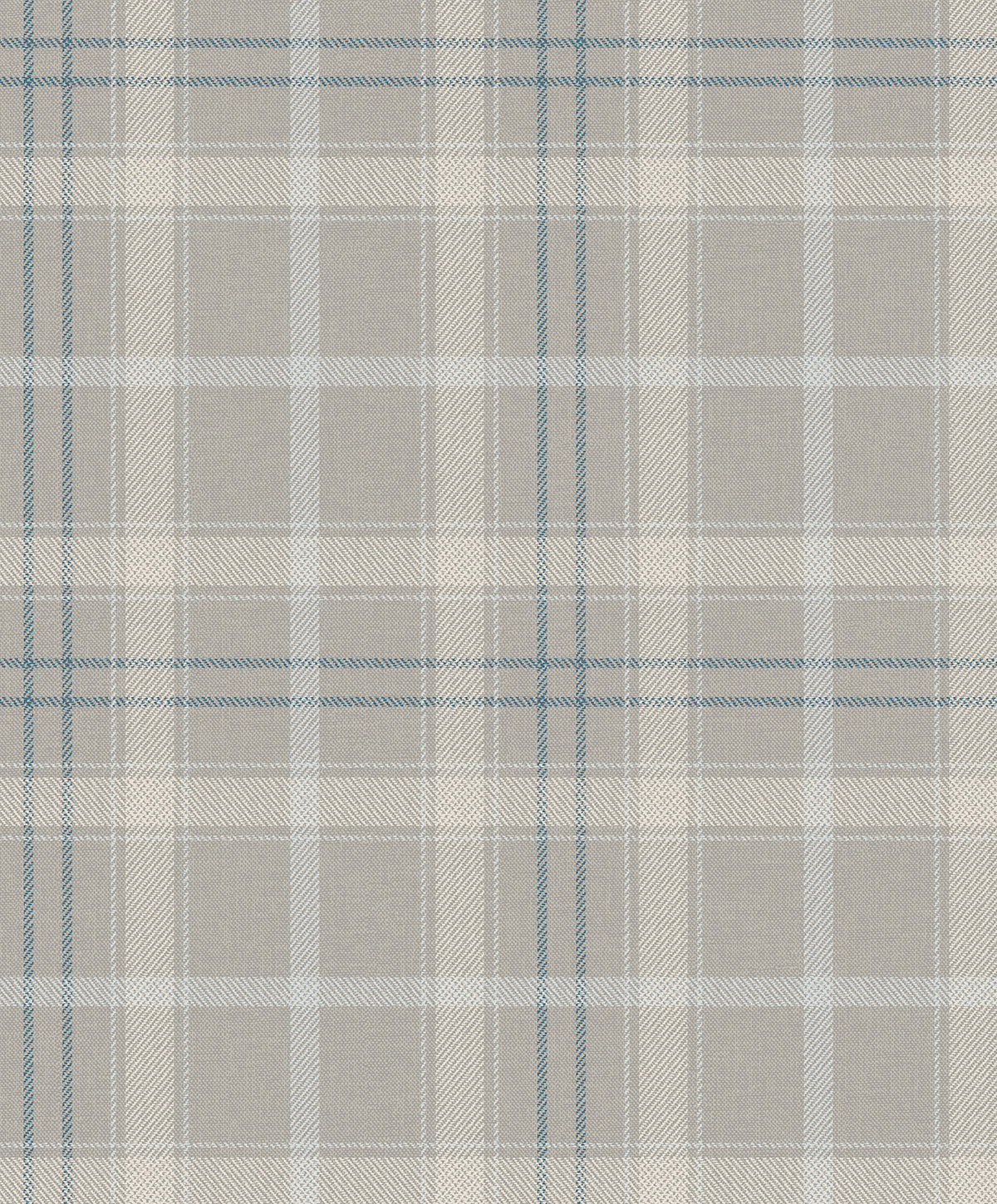 Tailor Plaid peel and stick wallpaper in grey with blue plaid lines