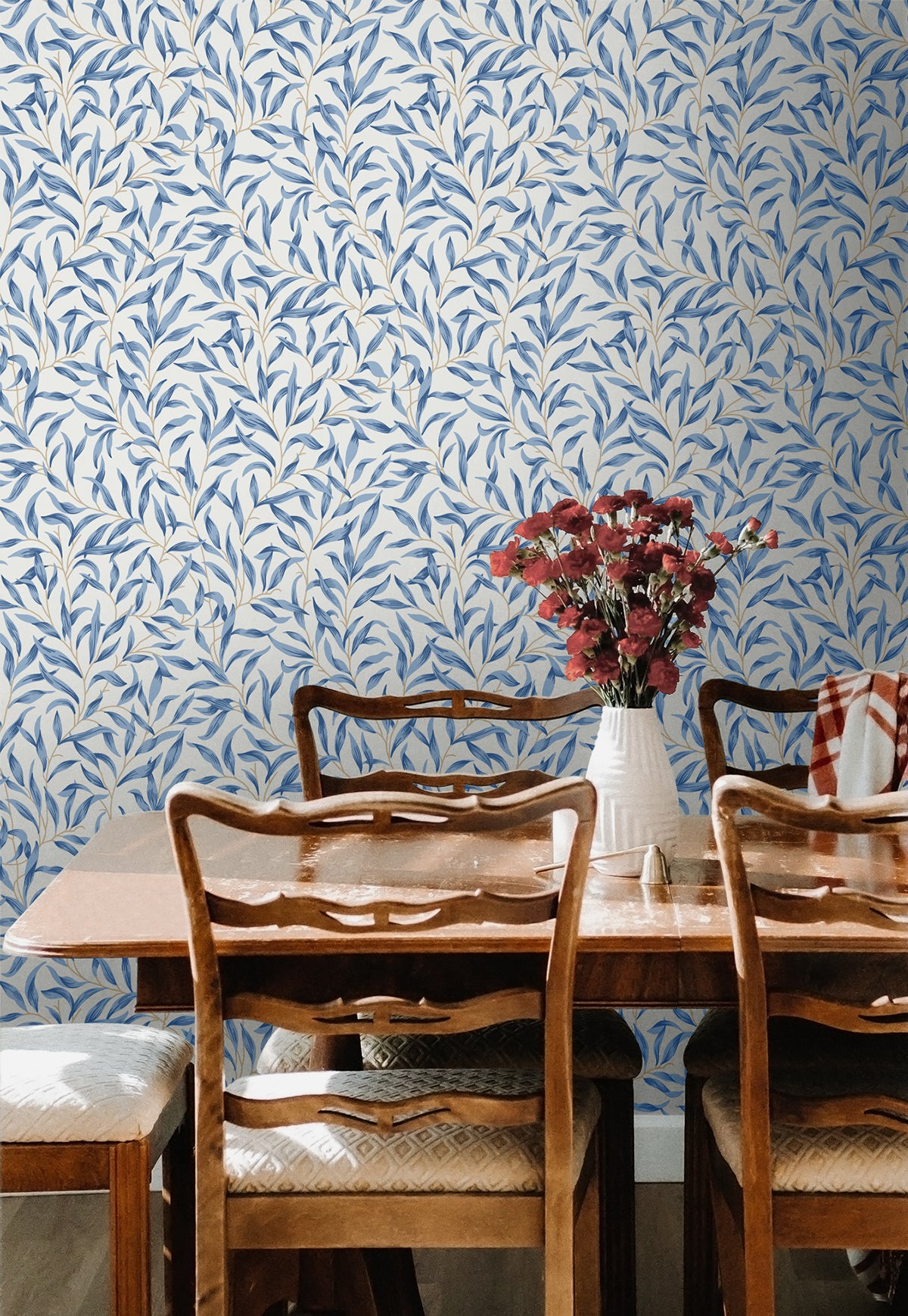 Willow Trail Blue Lake by NextWall Peel & Stick Botanical Peel & Stick Wallpaper – NextWall NW54712