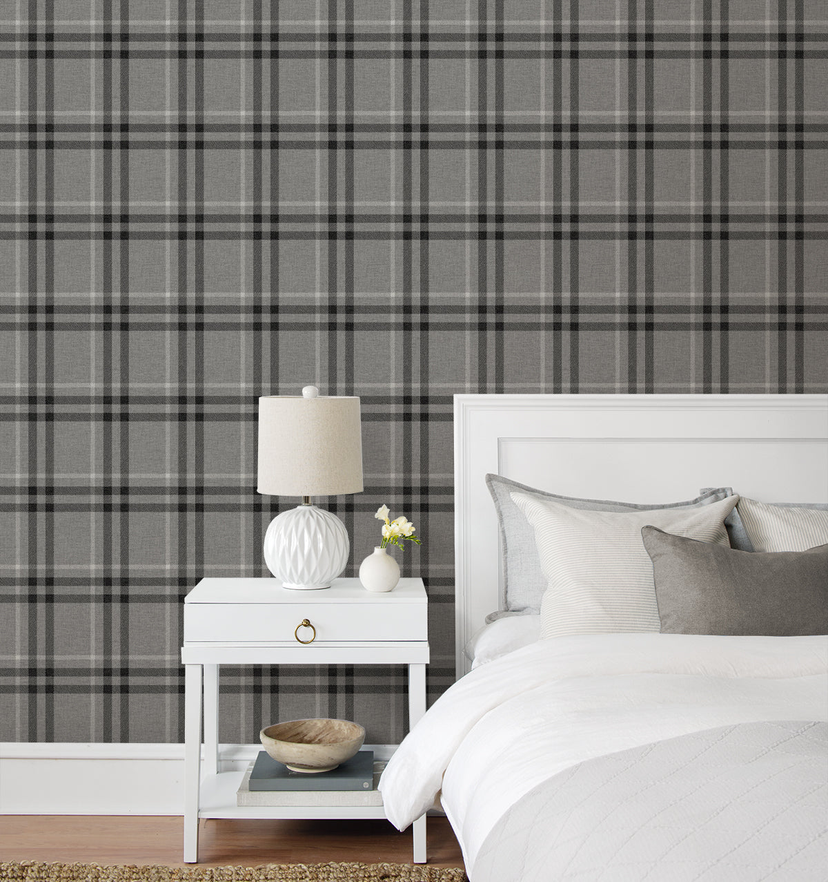 Calverlay Plaid Stoneware by NextWall Peel & Stick Traditional Plaid Peel & Stick Wallpaper – NextWall NW58200