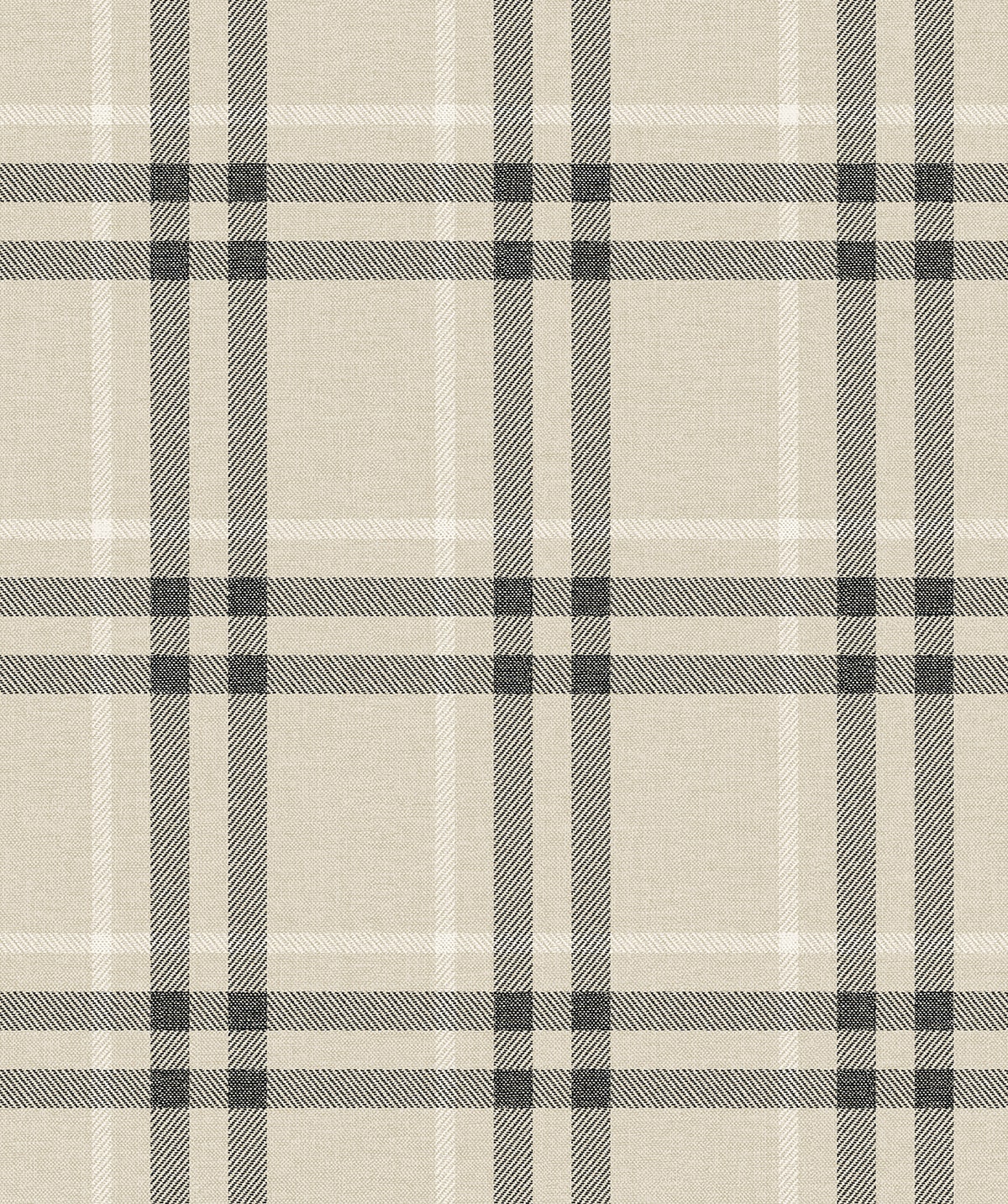 Calverlay Plaid peel and stick wallpaper in Linen & Ebony