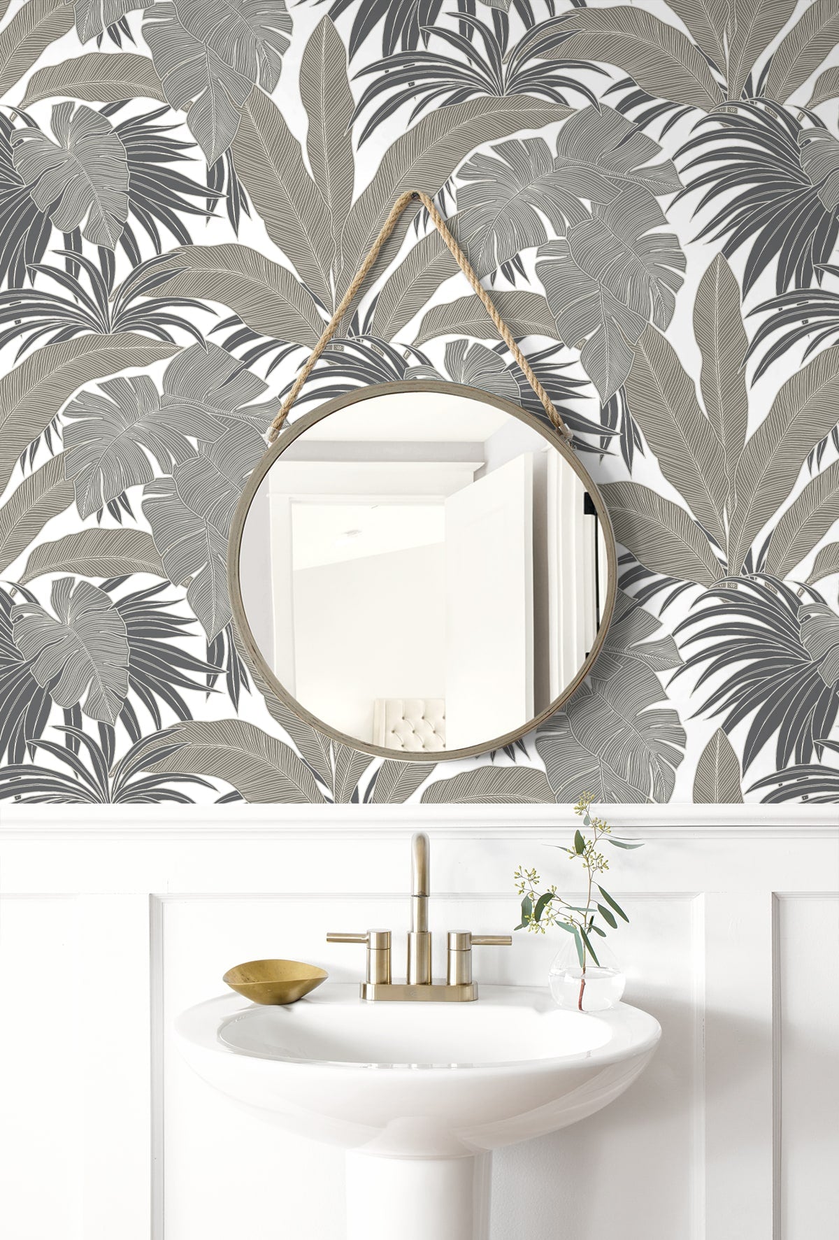 Laguna Leaf Pavestone by NextWall Peel & Stick Tropical Botanical Leaf Peel & Stick Wallpaper – NextWall NW58707