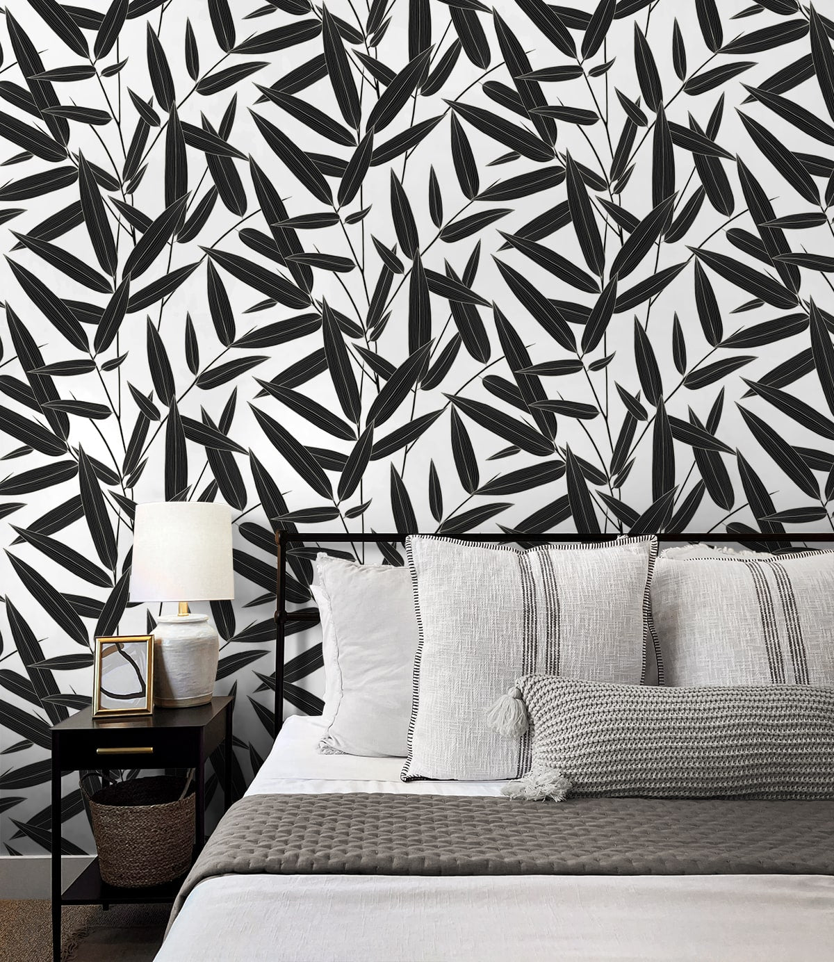 Leaf Branch Trail Ebony by NextWall Peel & Stick Botanical Wallpaper – NextWall NW58800