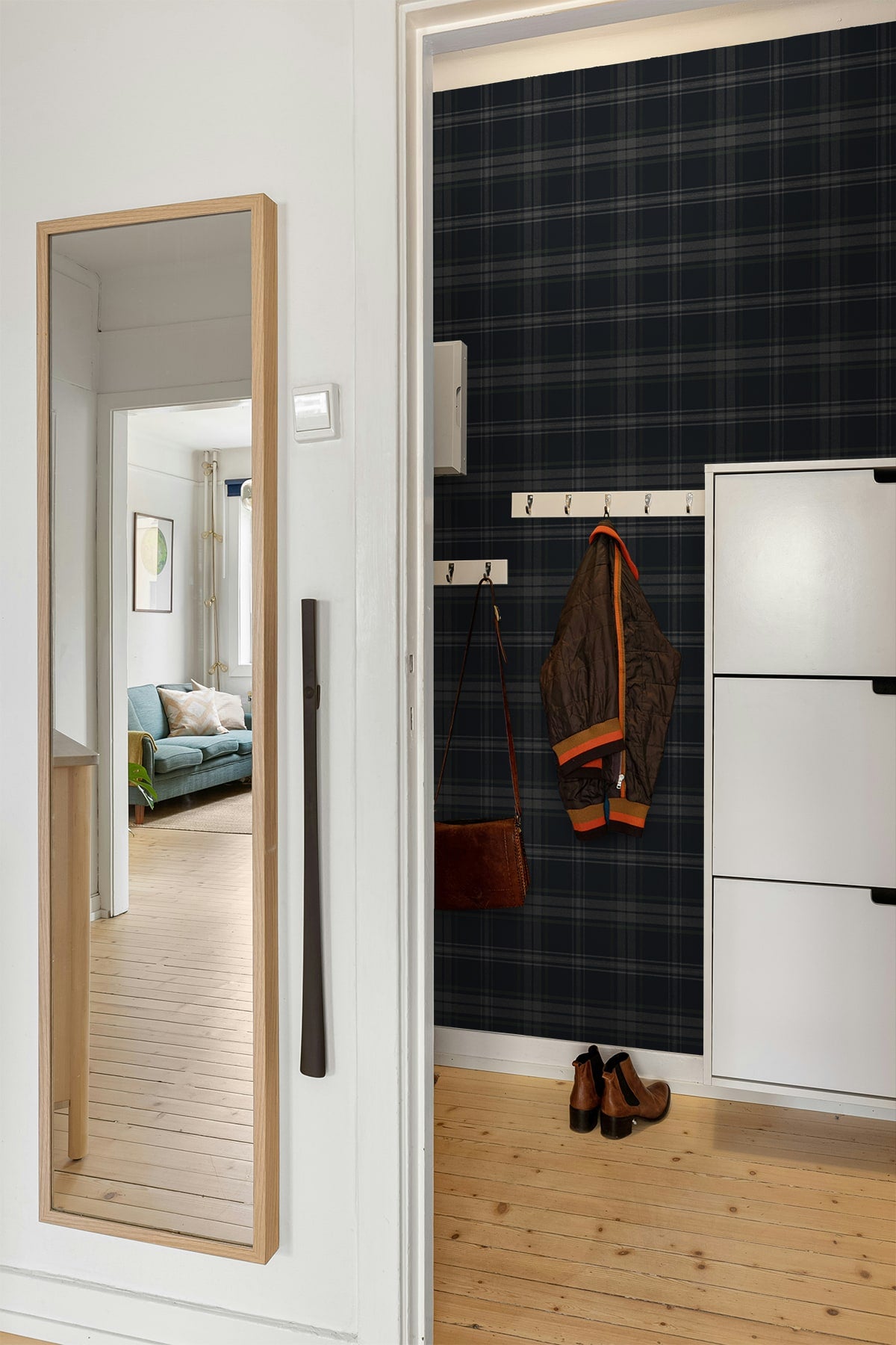 Sennehill Plaid Dark Blue & Evergreen by NextWall Peel & Stick Peel and Stick Plaid Wallpaper – NextWall NW58902