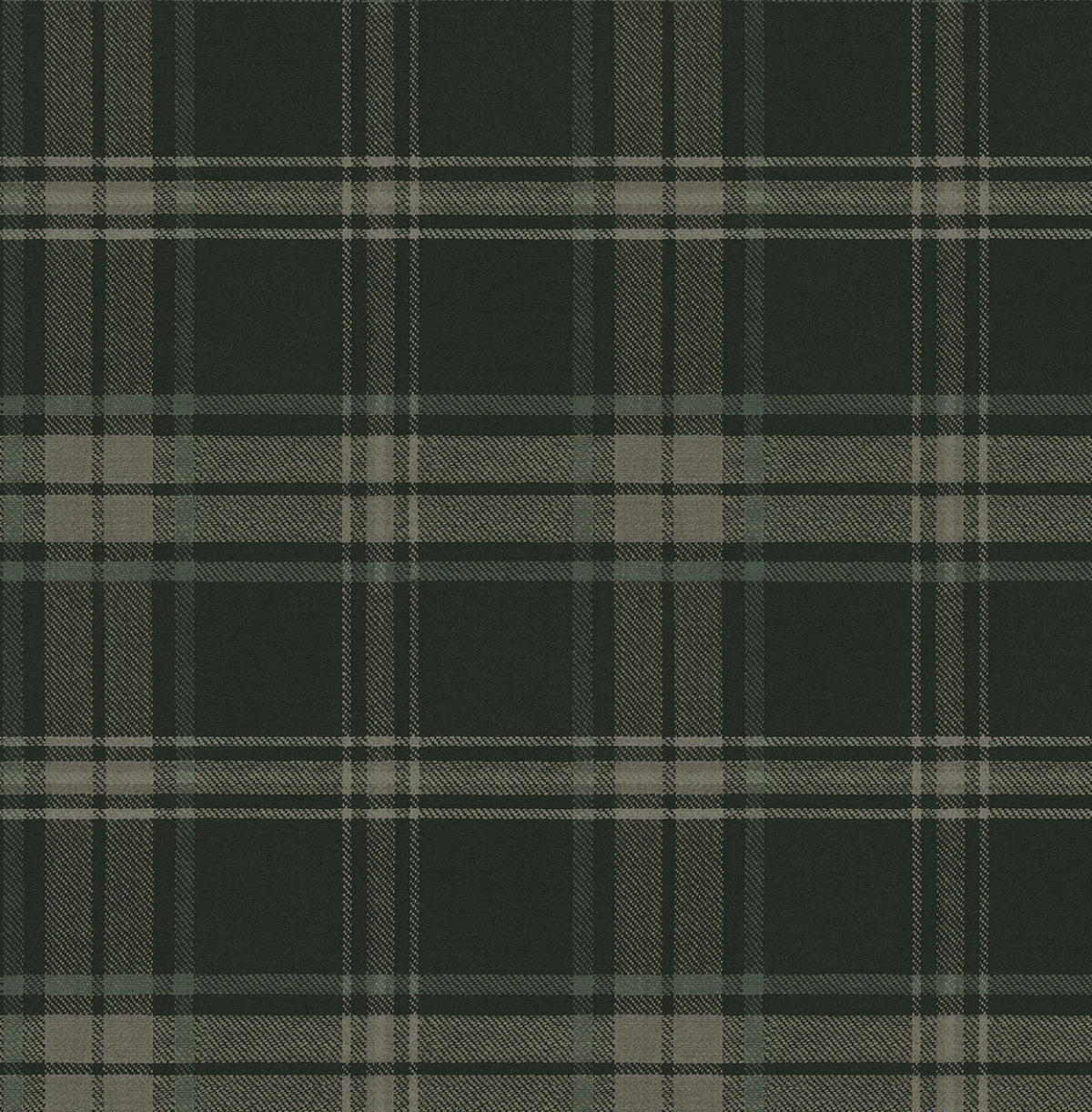 Sennehill Plaid peel and stick wallpaper in deep green plaid pattern
