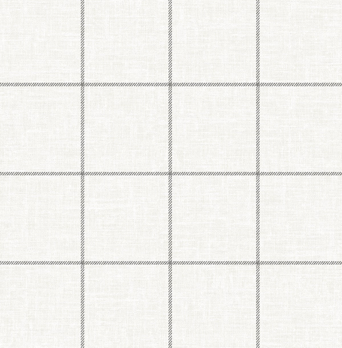 Classic Striped Check peel and stick wallpaper in charcoal and linen.