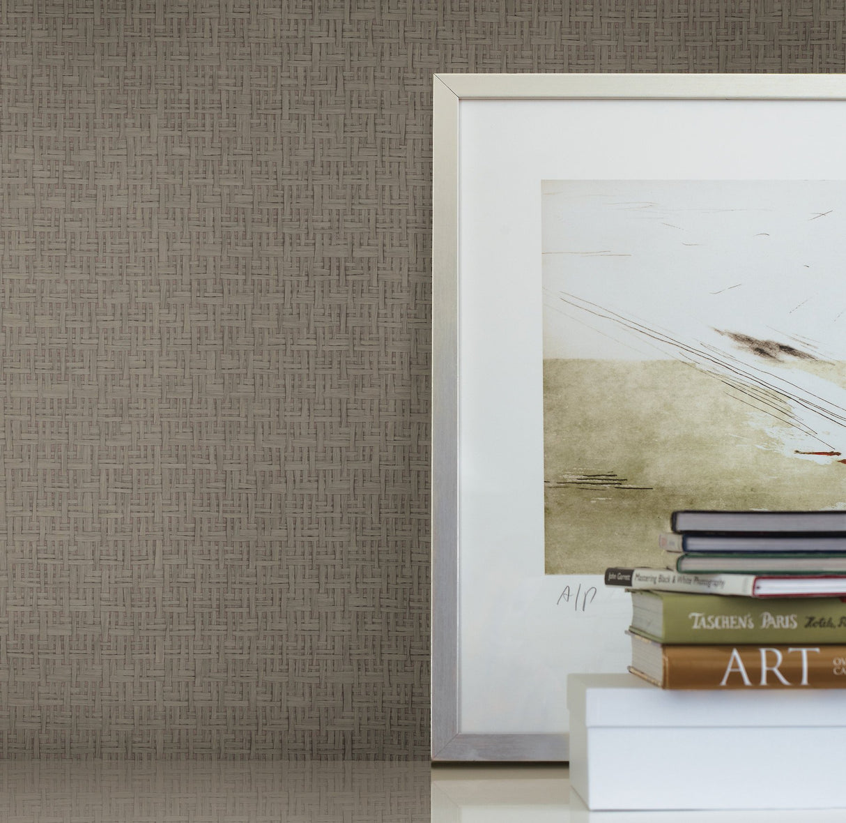 Tatami Weave Dark Grey Wallpaper with Natural Paper Weave Texture - York OG0524