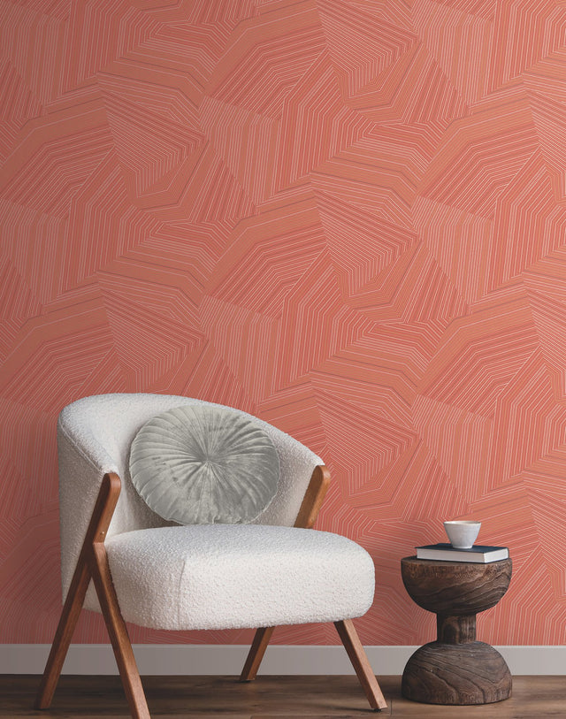Dotted Maze Desert Red Geometric Metallic Wallpaper - York OI0611