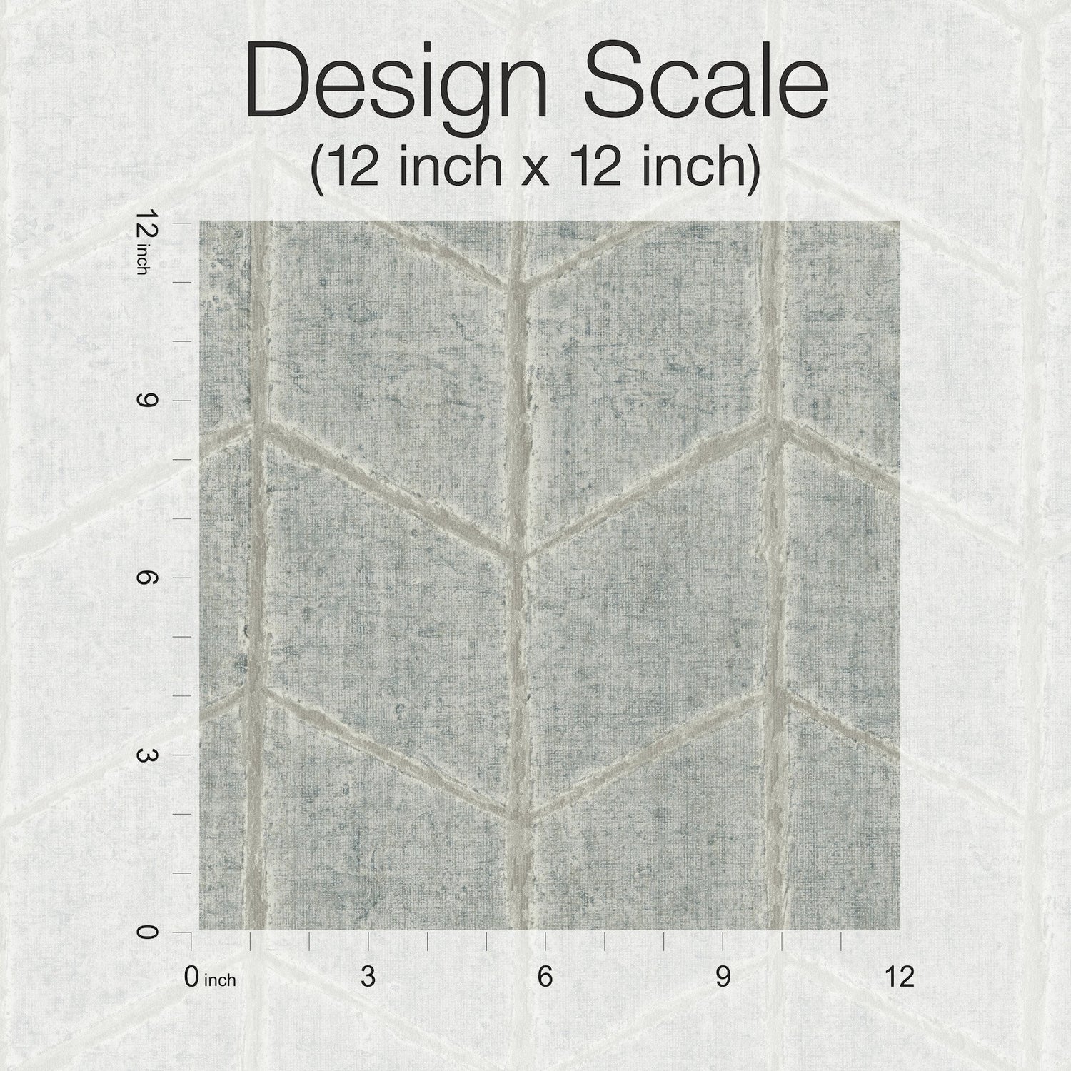 Flatiron Geometric Grey Sky Wallpaper with Metallic Chevron Herringbone Style - York OI0641