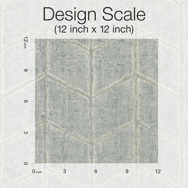 Flatiron Geometric Grey Sky Wallpaper with Metallic Chevron Herringbone Style - York OI0641