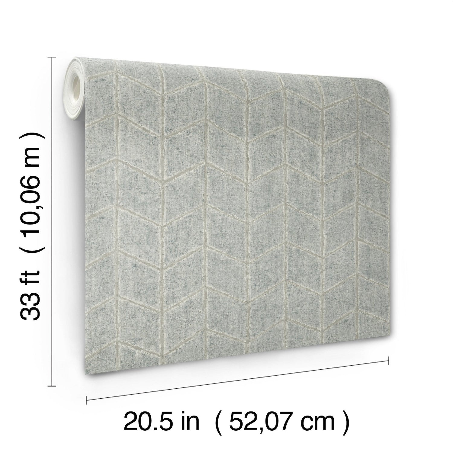 Flatiron Geometric Grey Sky Wallpaper with Metallic Chevron Herringbone Style - York OI0641