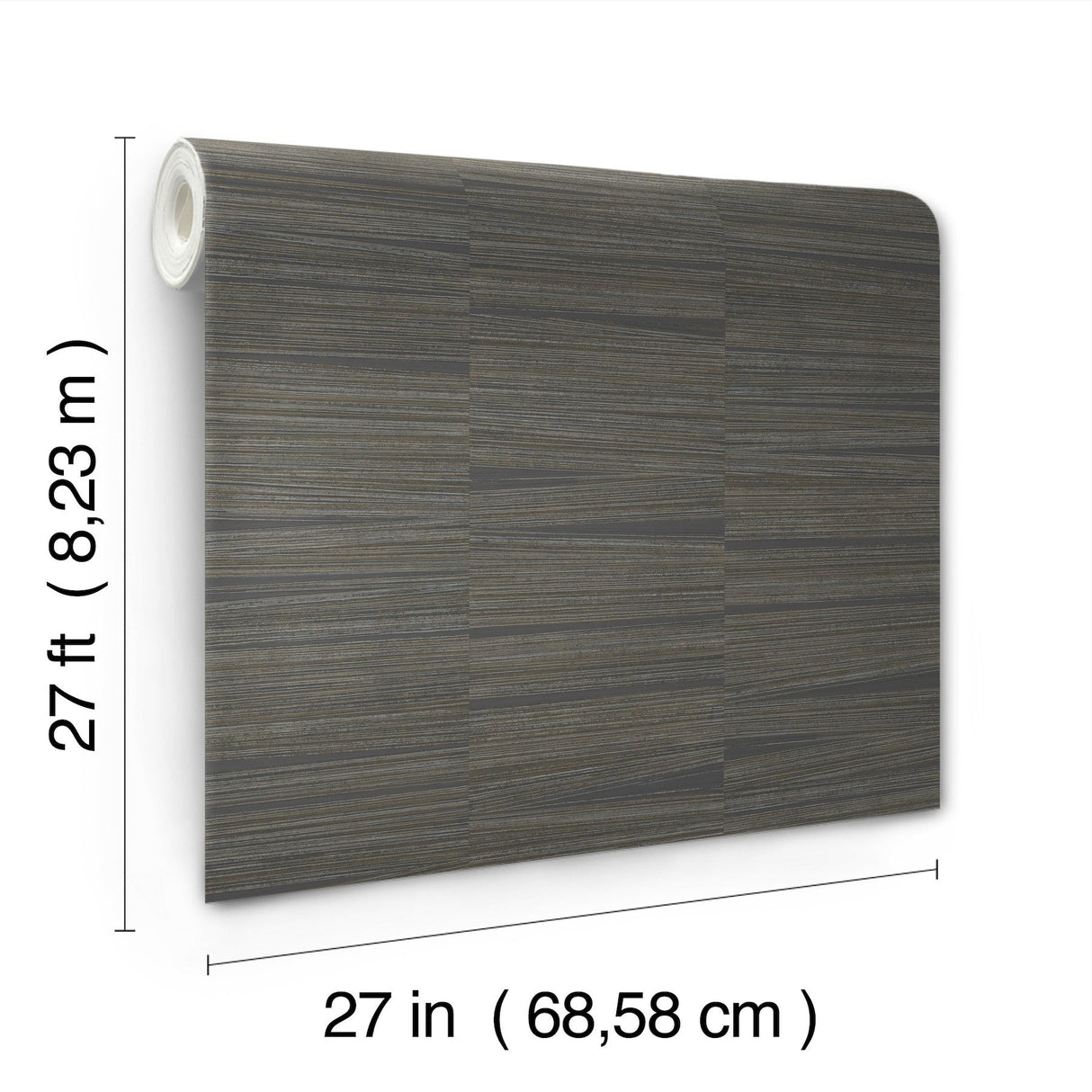 Line Stripe Charcoal Metallic Textured Wallpaper - York OI0661