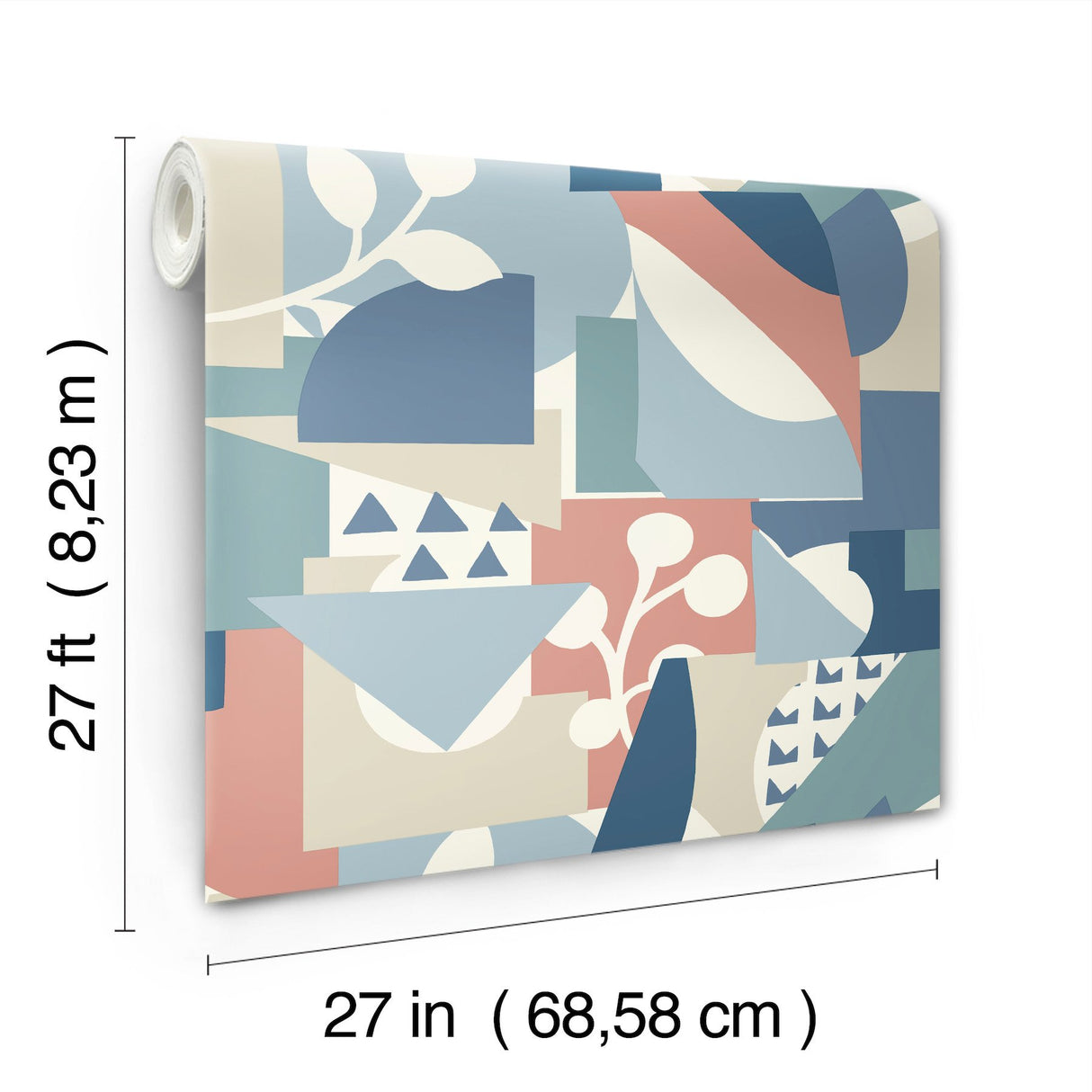 Cut Outs Blue Geometric Matte Non-Woven Unpasted Wallpaper - York OI0674